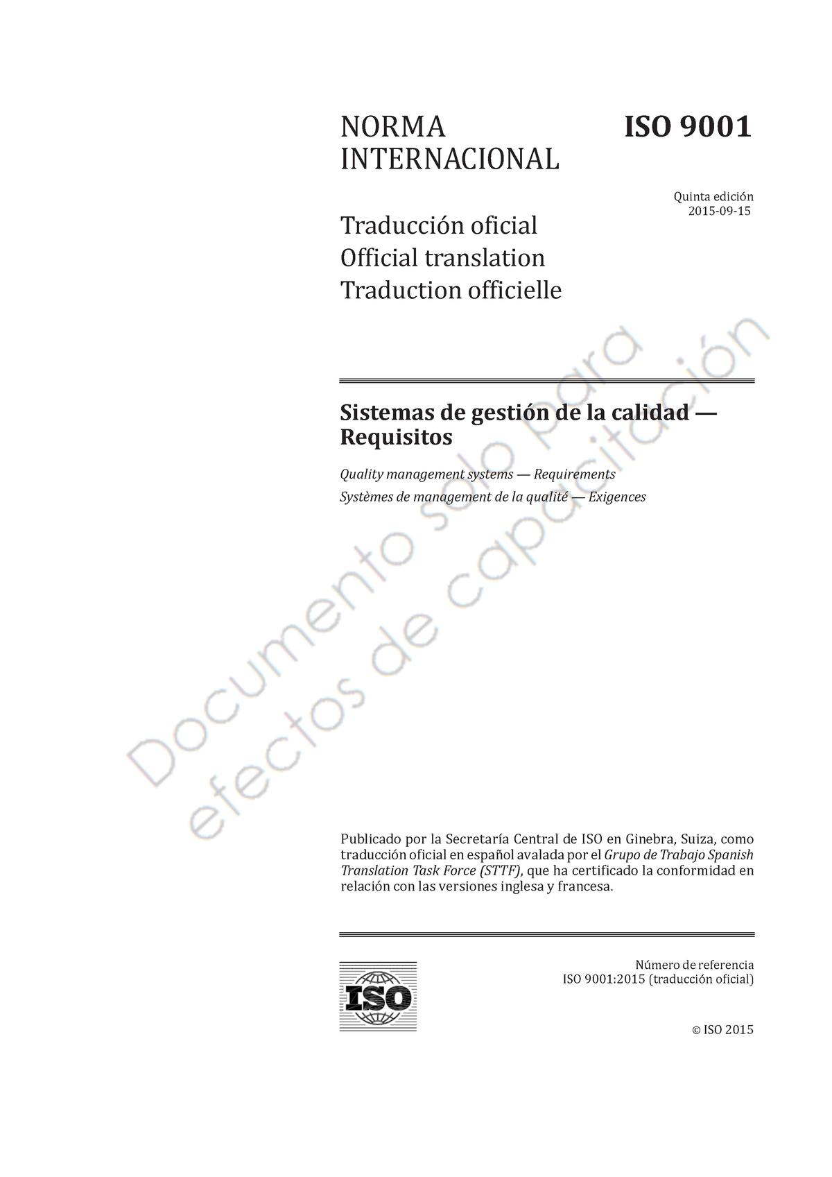 ISO 9001-2015 - Norma Iso - NORMA INTERNACIONAL Traducción Oficial ...