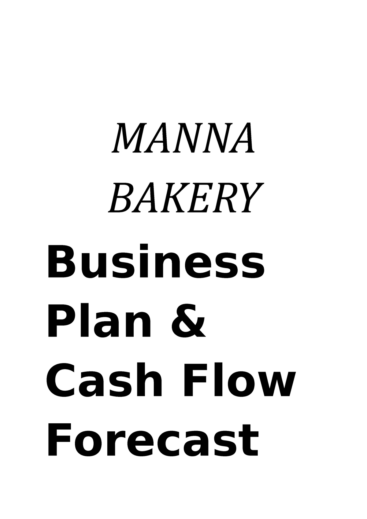 manna bakery business plan