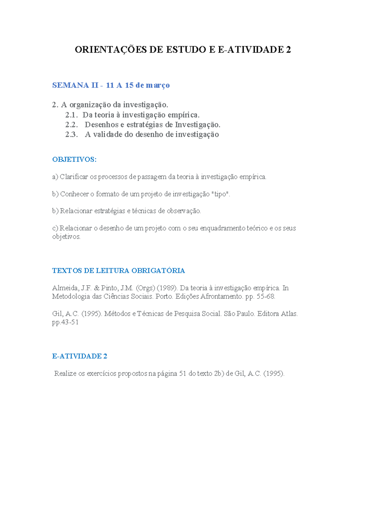 Orientações DE Estudo E- Atividade- 2 - ORIENTAÇÕES DE ESTUDO E E ...