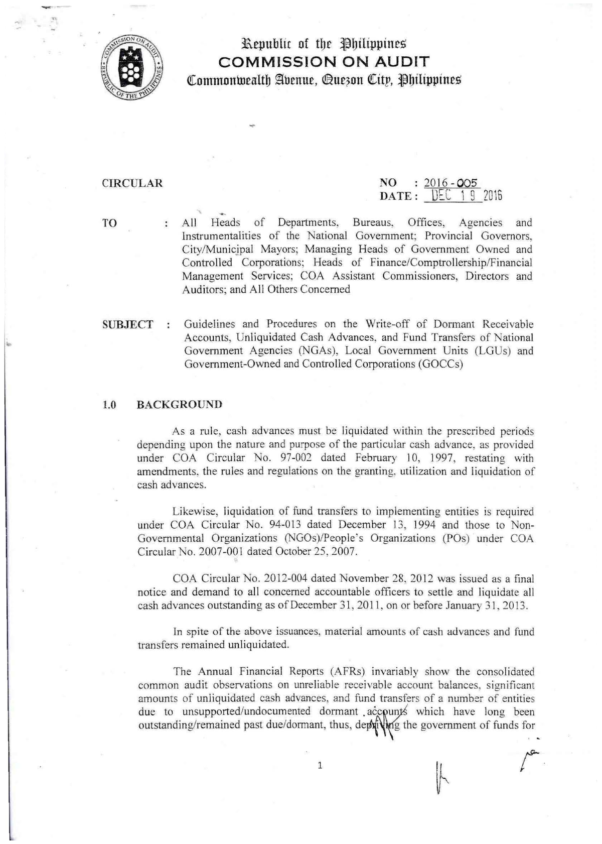 COA- Circular-NO - For Reference - ~- ~epublic Of Tbt> ~b Ilippin Es ...