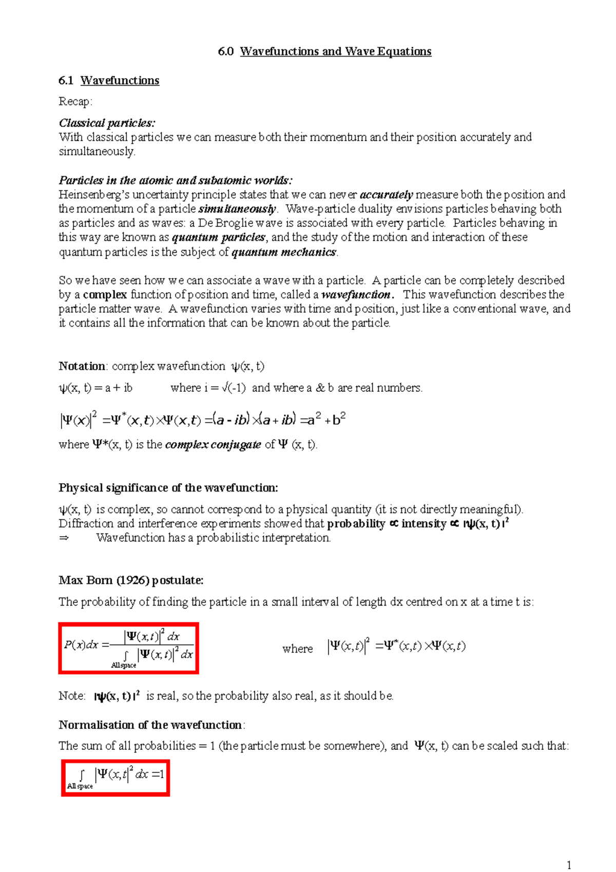 6 Wavefunctions & Wave equations - 6 Wavefunctions and Wave Equations 6 ...