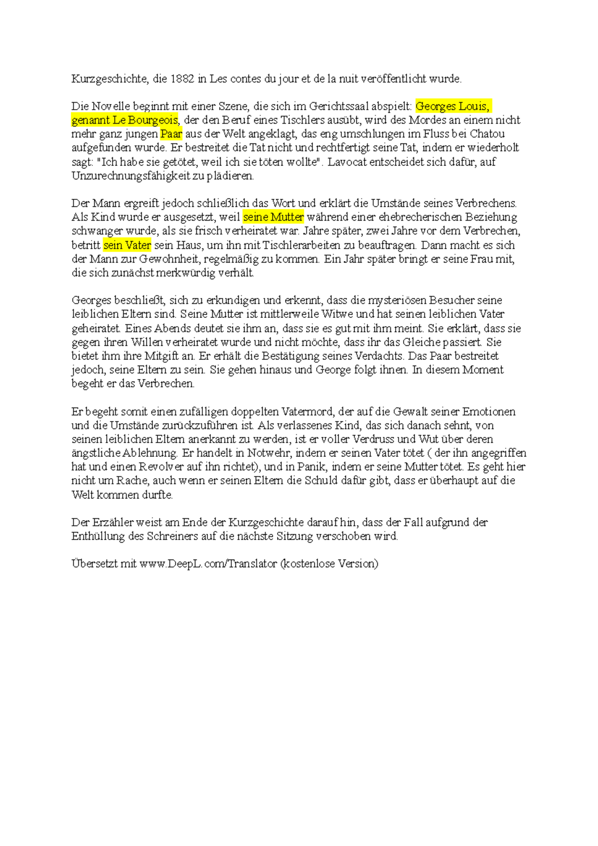 Un Si Terrible Secret Kapitel Zusammenfassung Deutsch Un parracide zusammenfassung - Kurzgeschichte, die 1882 in Les contes