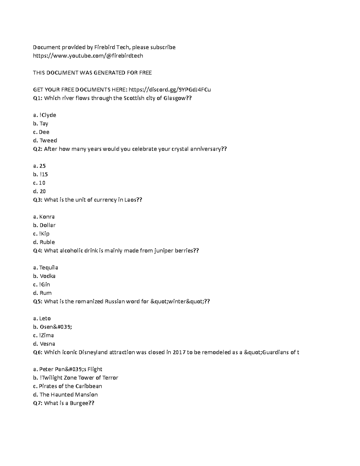 BOCL Answer 1 - aaaaaaaa - Document provided by Firebird Tech, please ...