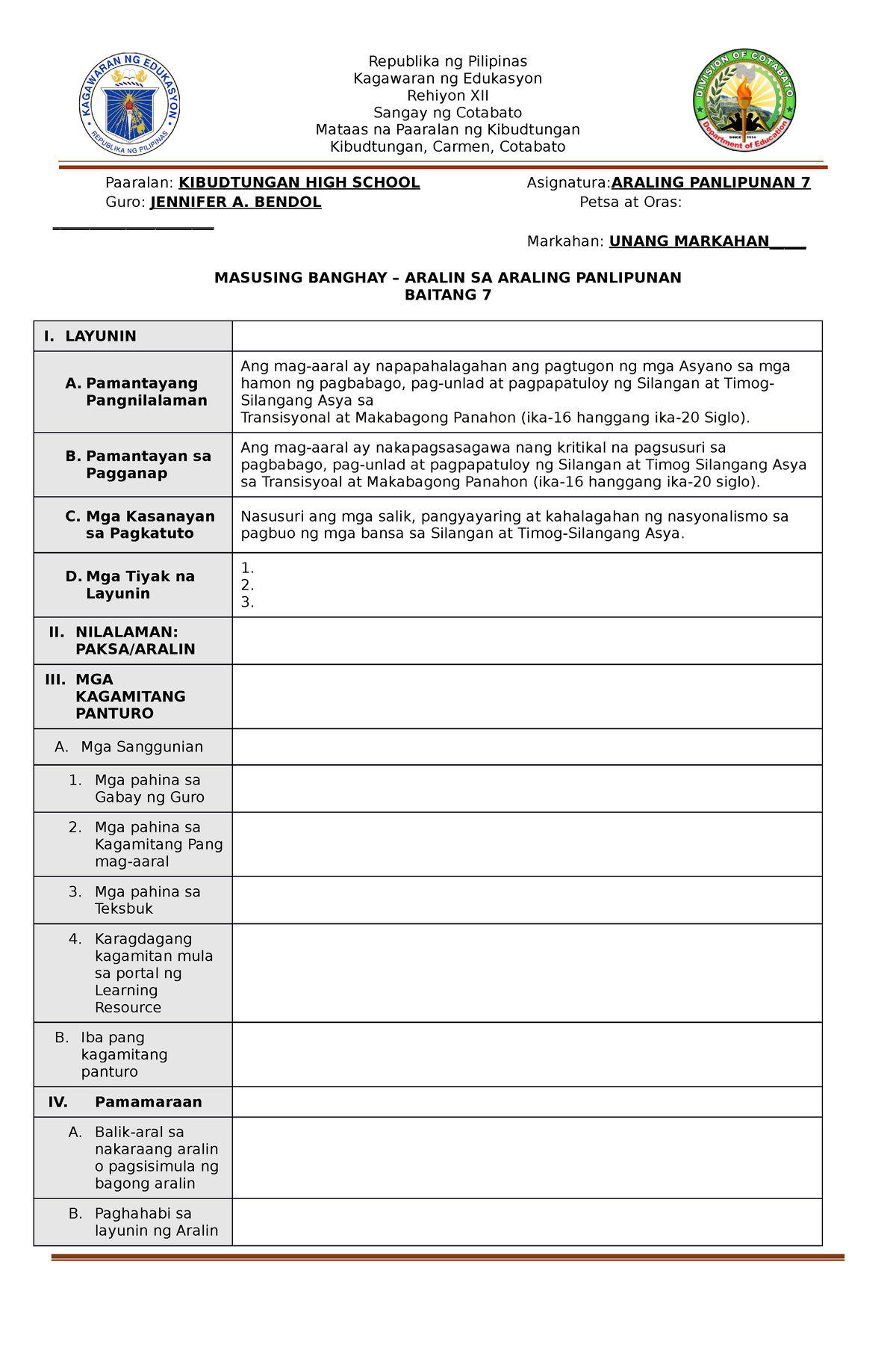 DLP-AP Blank - A Template For Making Daily Lesson Plan - Republika Ng ...