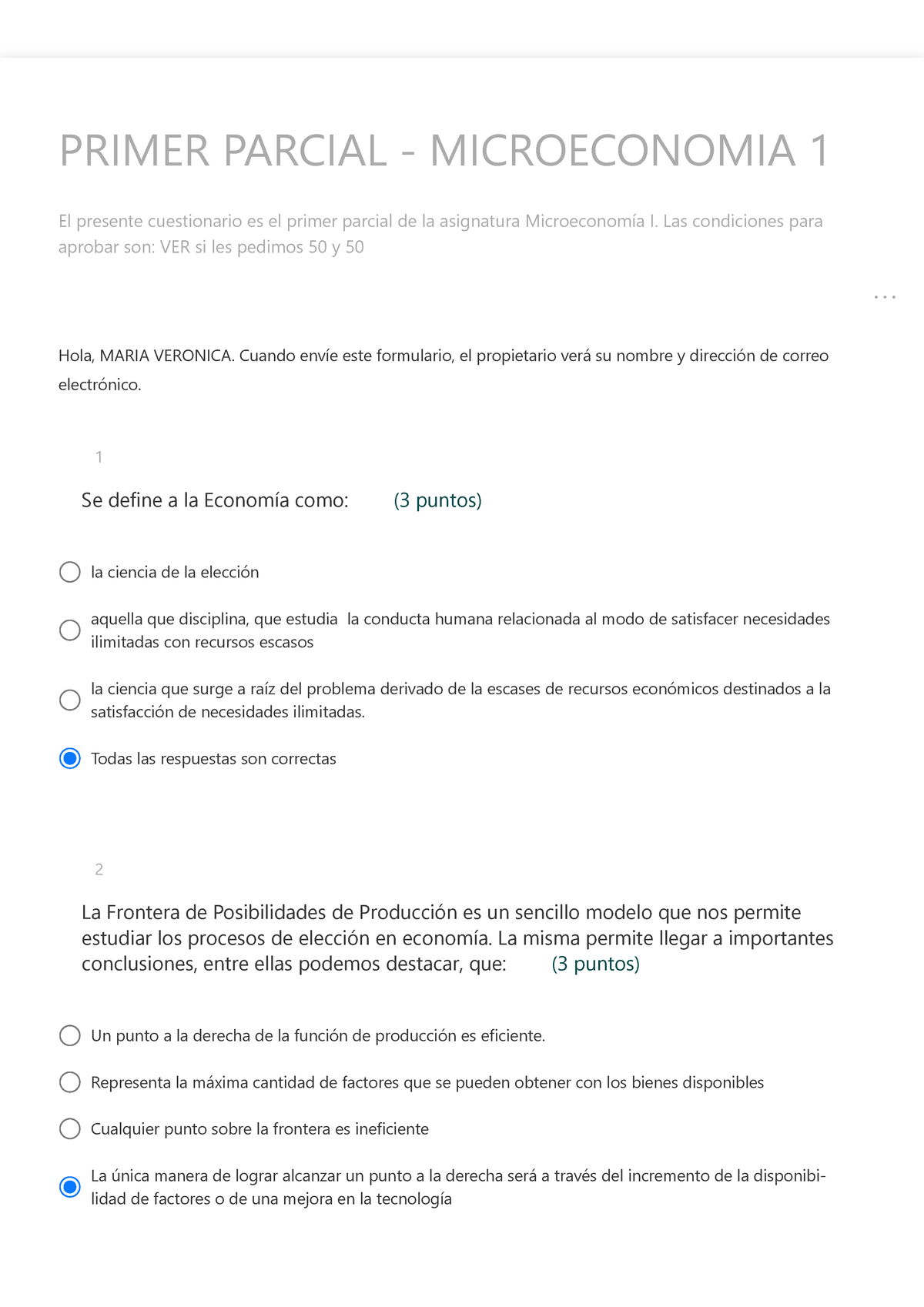 Primer Parcial - Microeconomia 1 - PRIMER PARCIAL - MICROECONOMIA 1 El ...