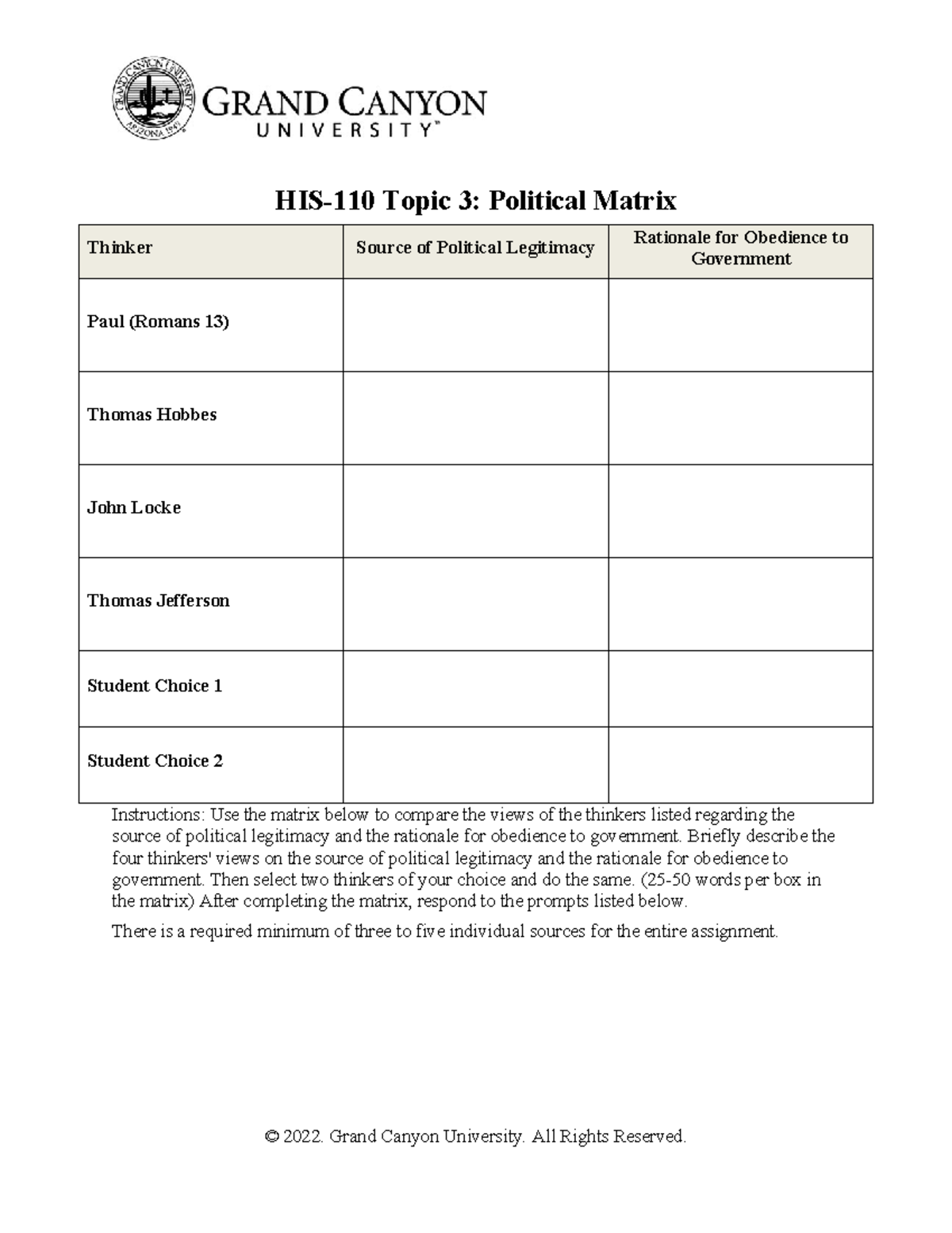 HIS 110 RS T3Political Matrix - HIS-110 Topic 3: Political Matrix ...