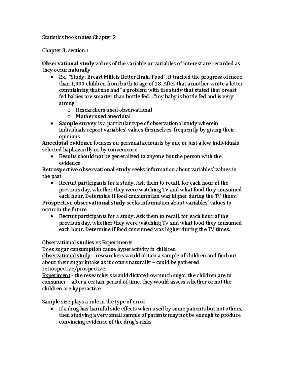 Statistics book notes Chapter 3