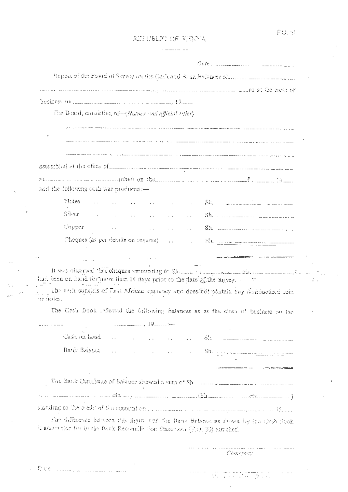 Board of Survey - BOS - F. 51 REPUBLIC OF KENYA Date Report of the ...