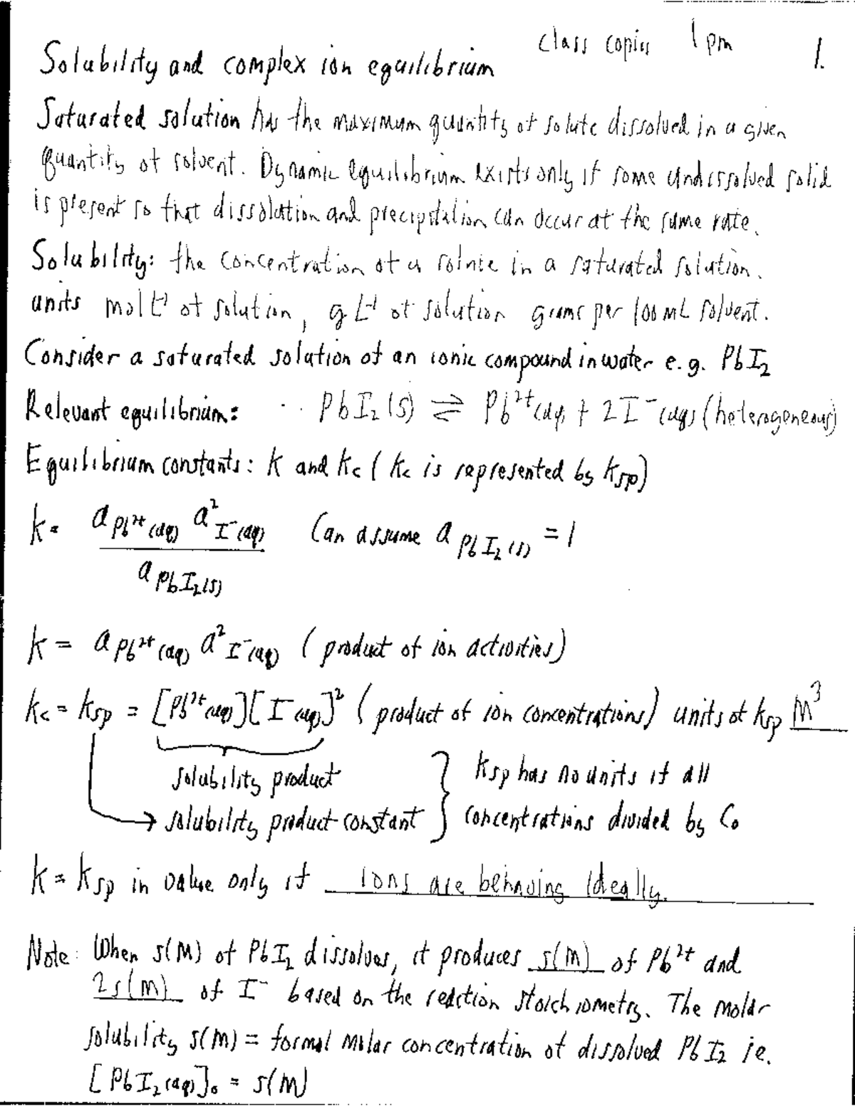 Solubility and complex ion equilibrium - Chem 1051 - Studocu