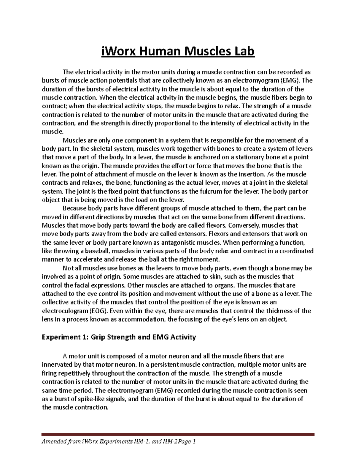 Week 12 i Worx Grip Strength Human Muscles iWorx Human Muscles Lab