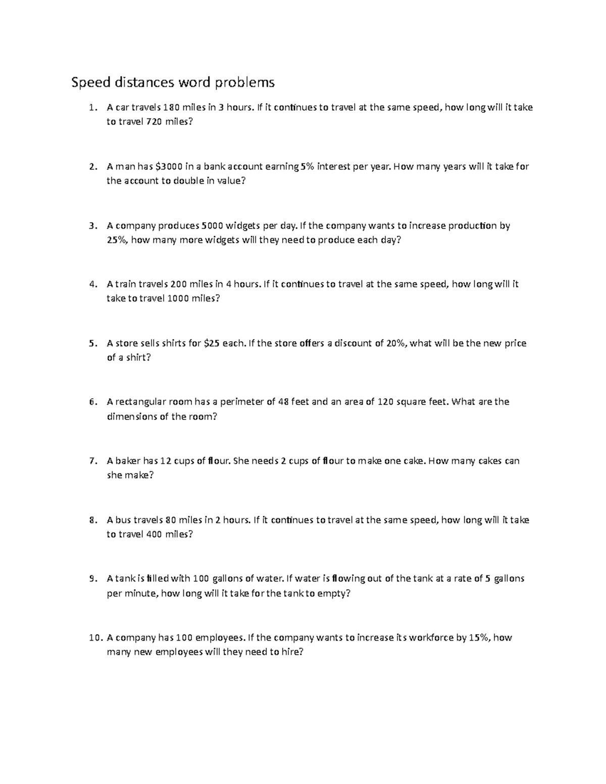 Speed Distances Word Problems - If It Continues To Travel At The Same 