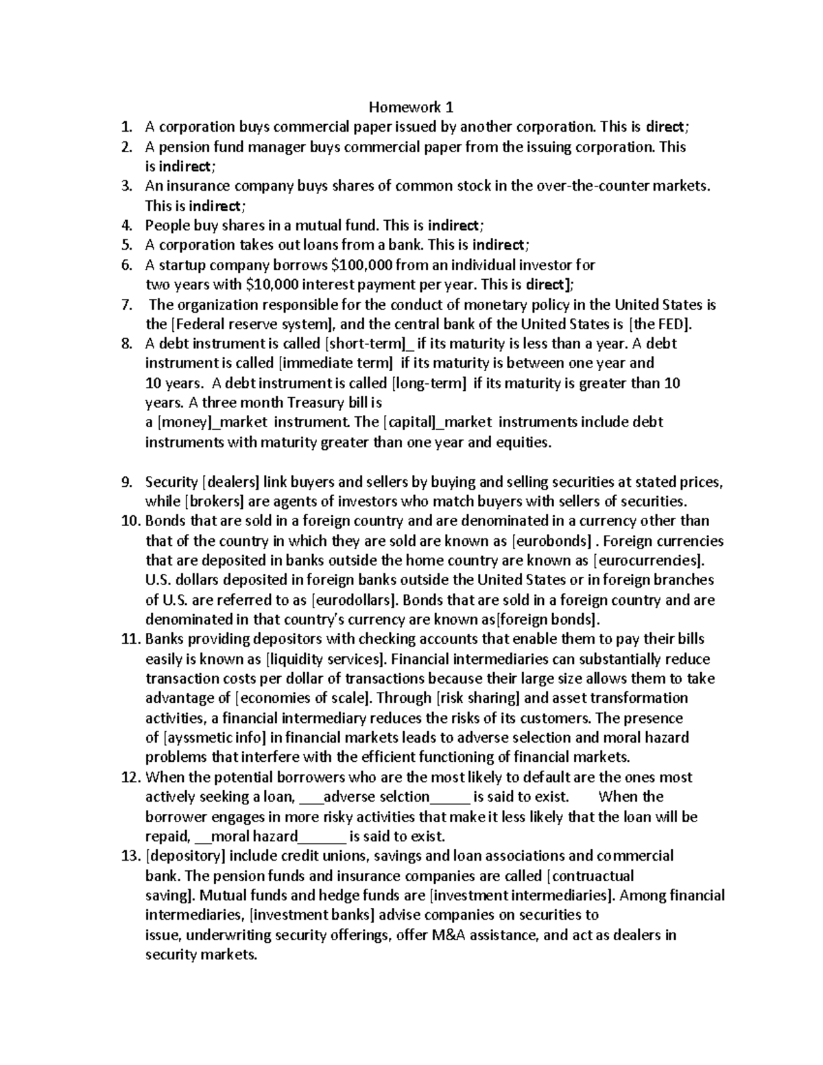 Homework 1 solutions economics - Homework 1 A corporation buys ...