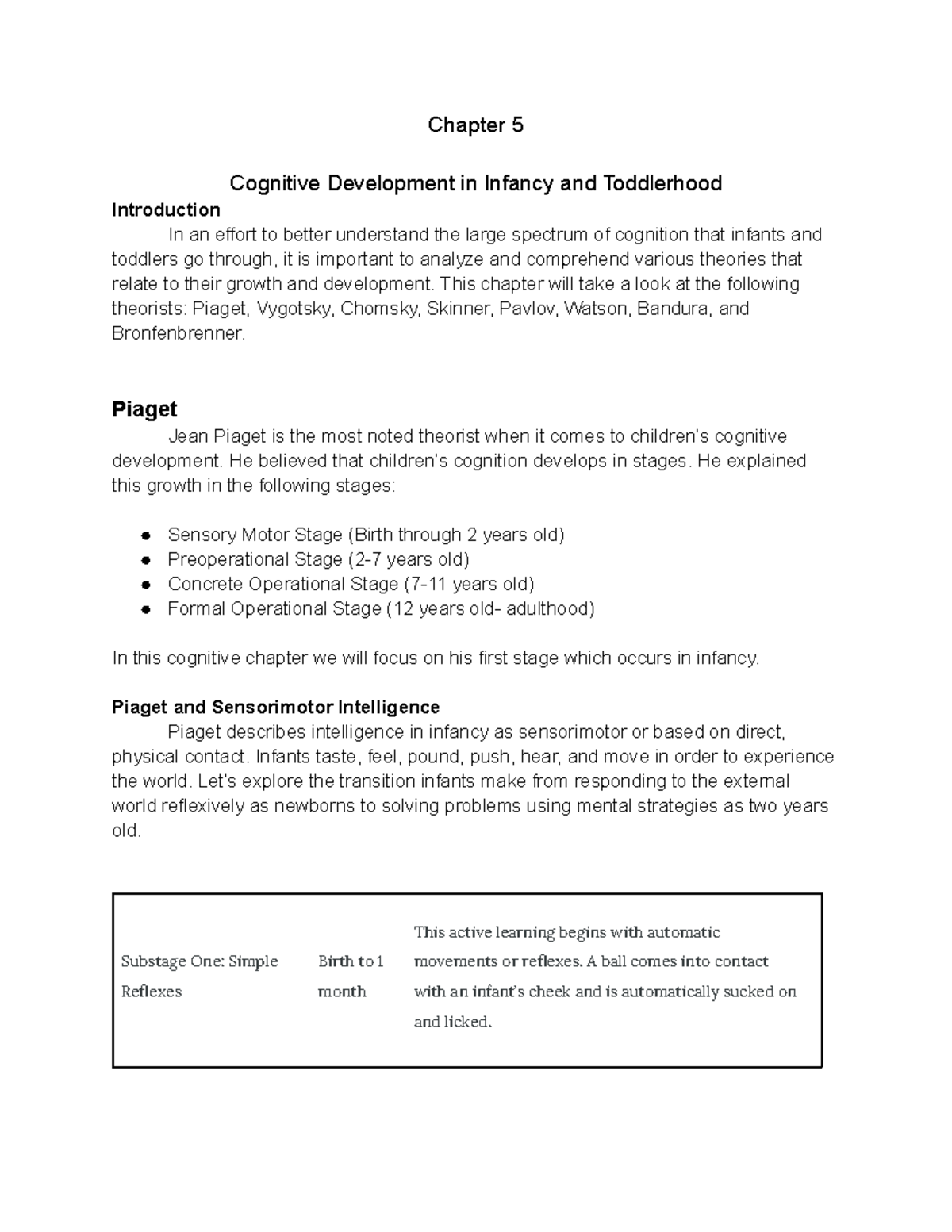 Chapter 5 cognitive development in infancy and clearance toddlerhood