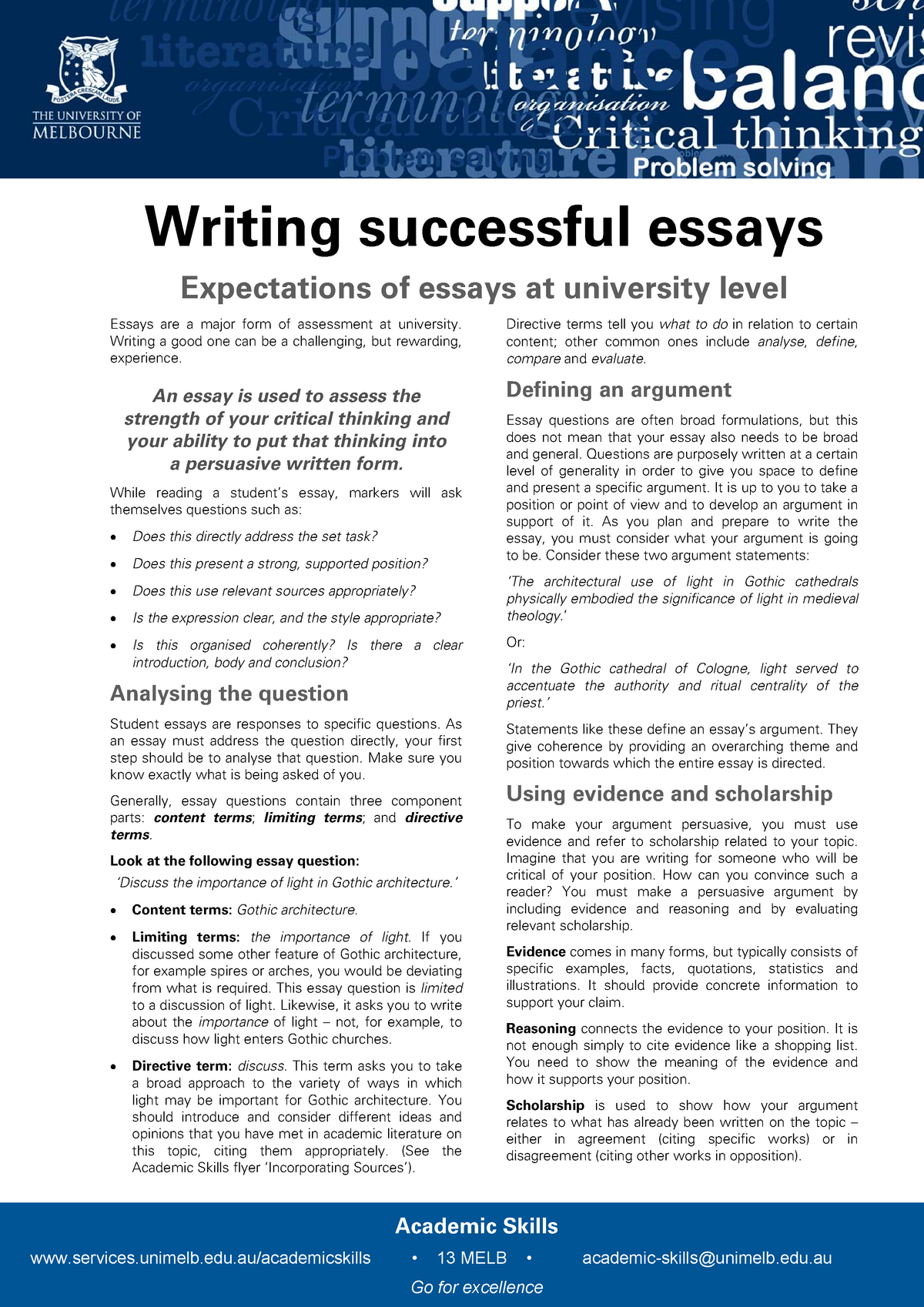 essay writing unimelb