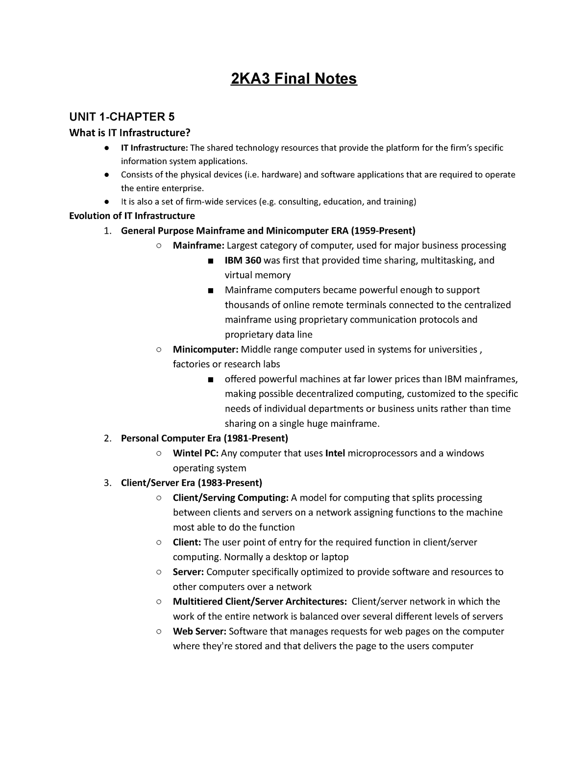 2KA3 Final Notes - School - 2KA3 Final Notes UNIT 1-CHAPTER 5 What is ...