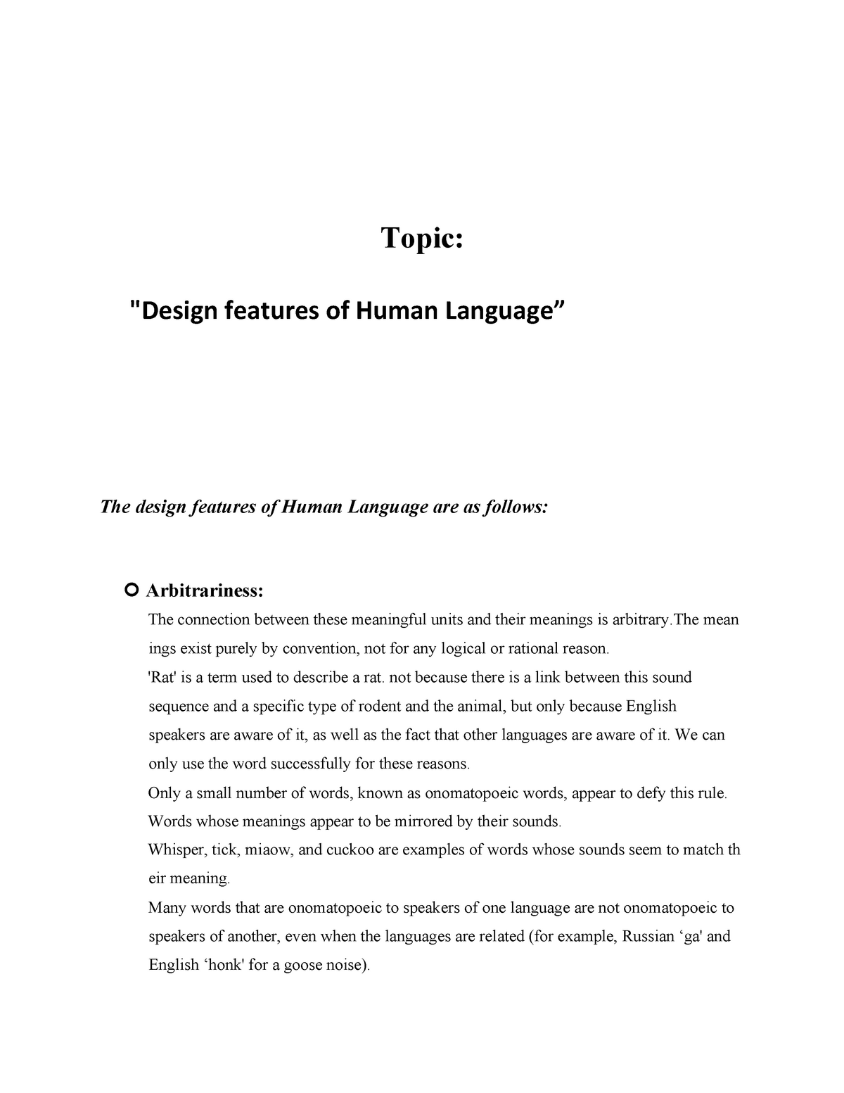 design-features-of-human-language-linguistics-amu-studocu