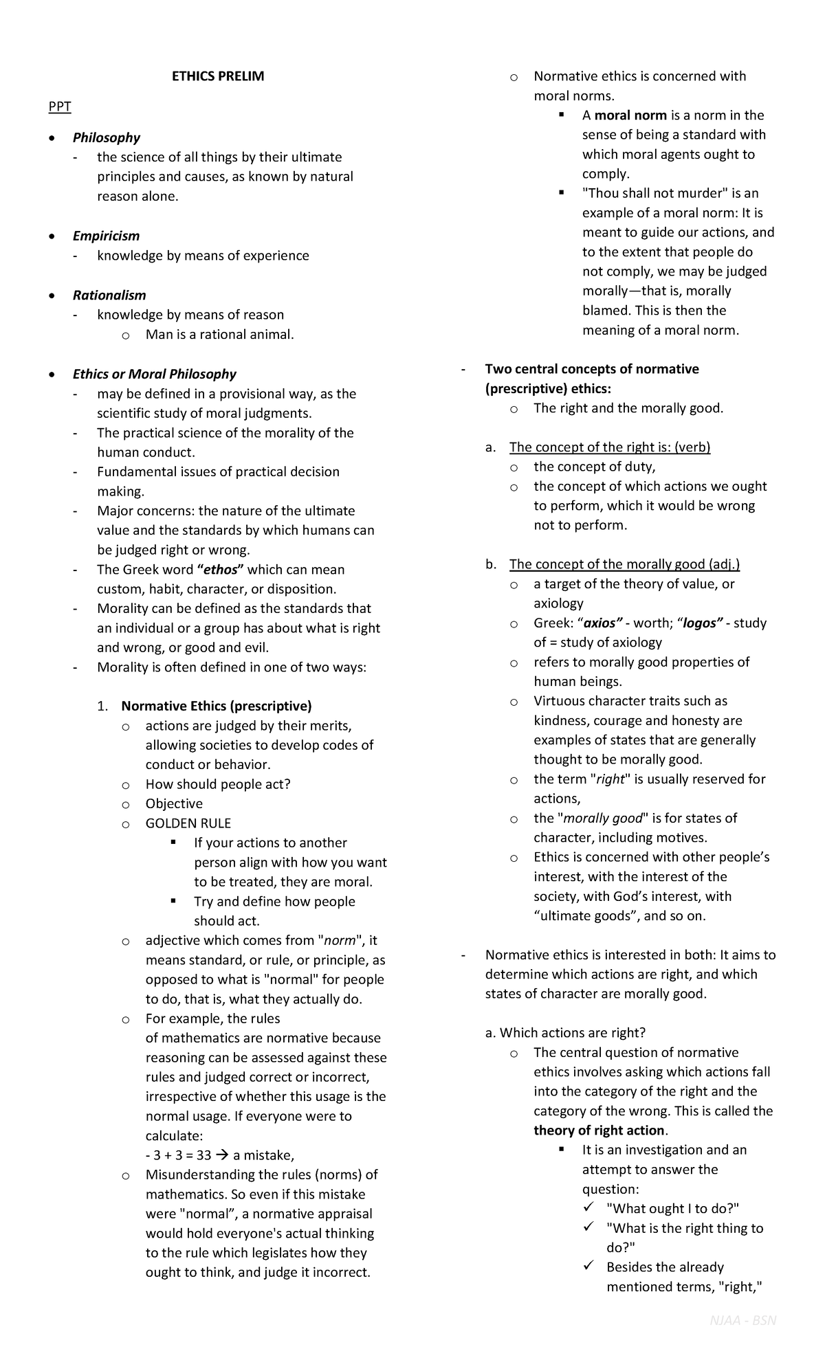 Vinluan- Reviewer- Ethics - ETHICS PRELIM PPT Philosophy the science of ...