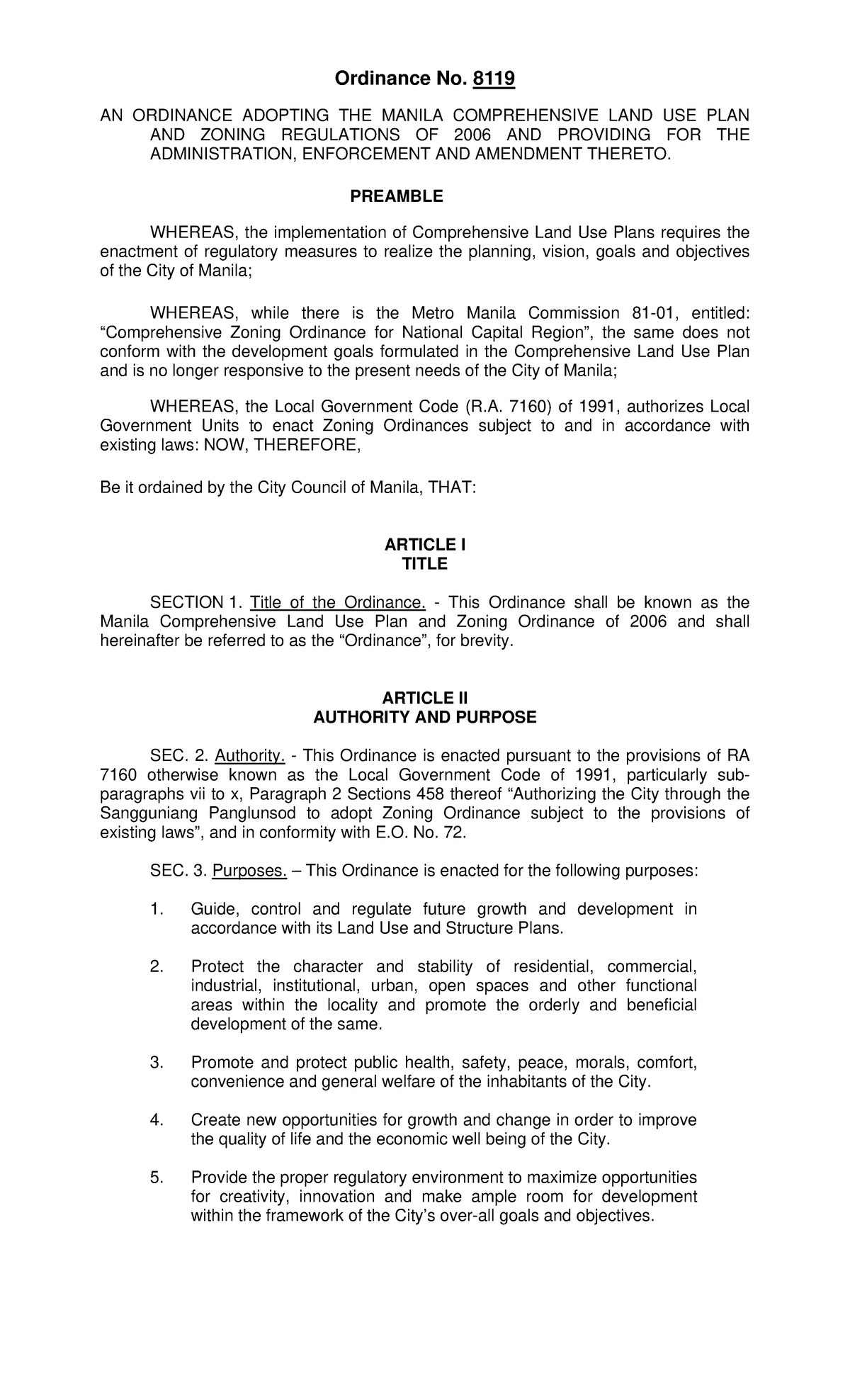 Manila-ordinance compress - Ordinance No. 8119 AN ORDINANCE ADOPTING ...