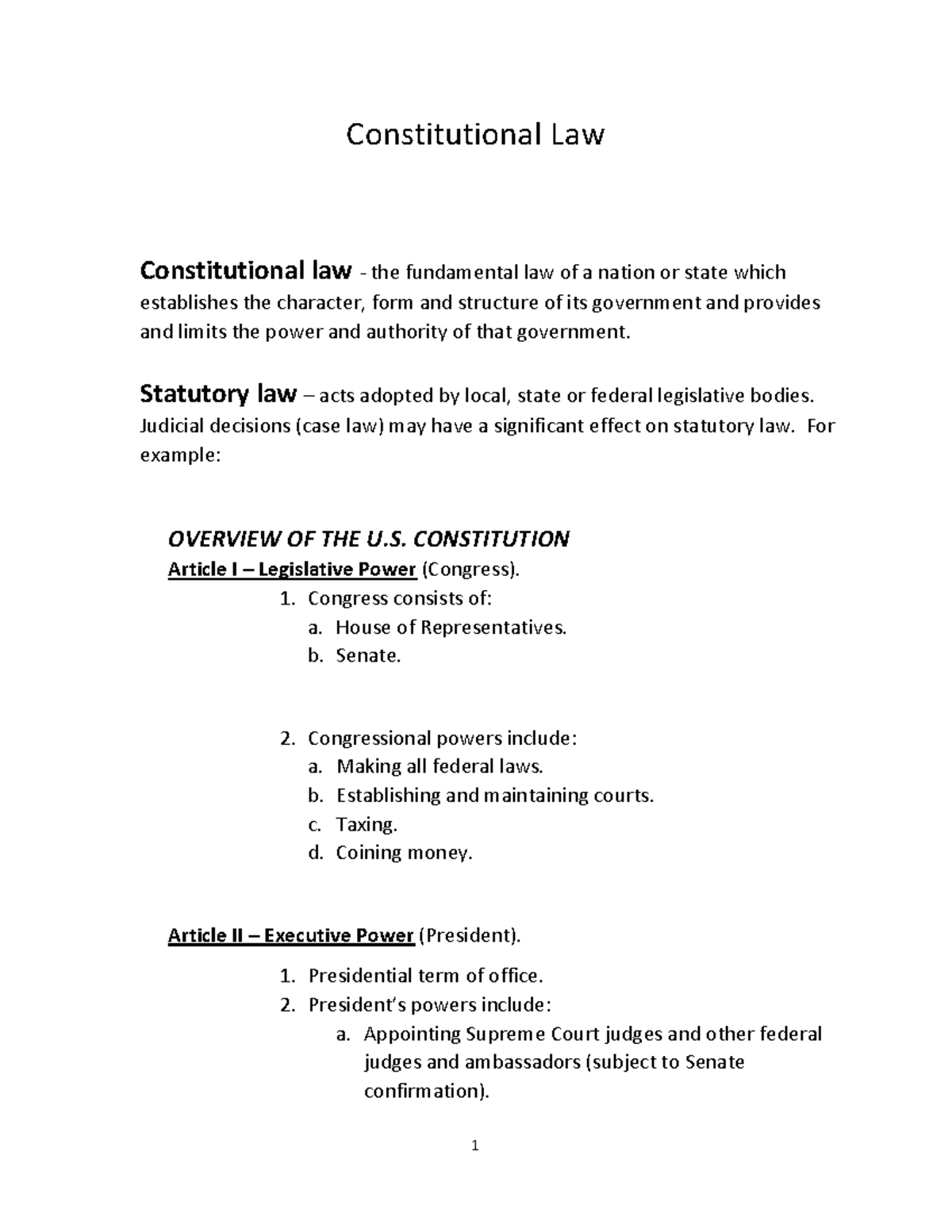 Constitutional Law (PDF) Constitutional Law Constitutional law the