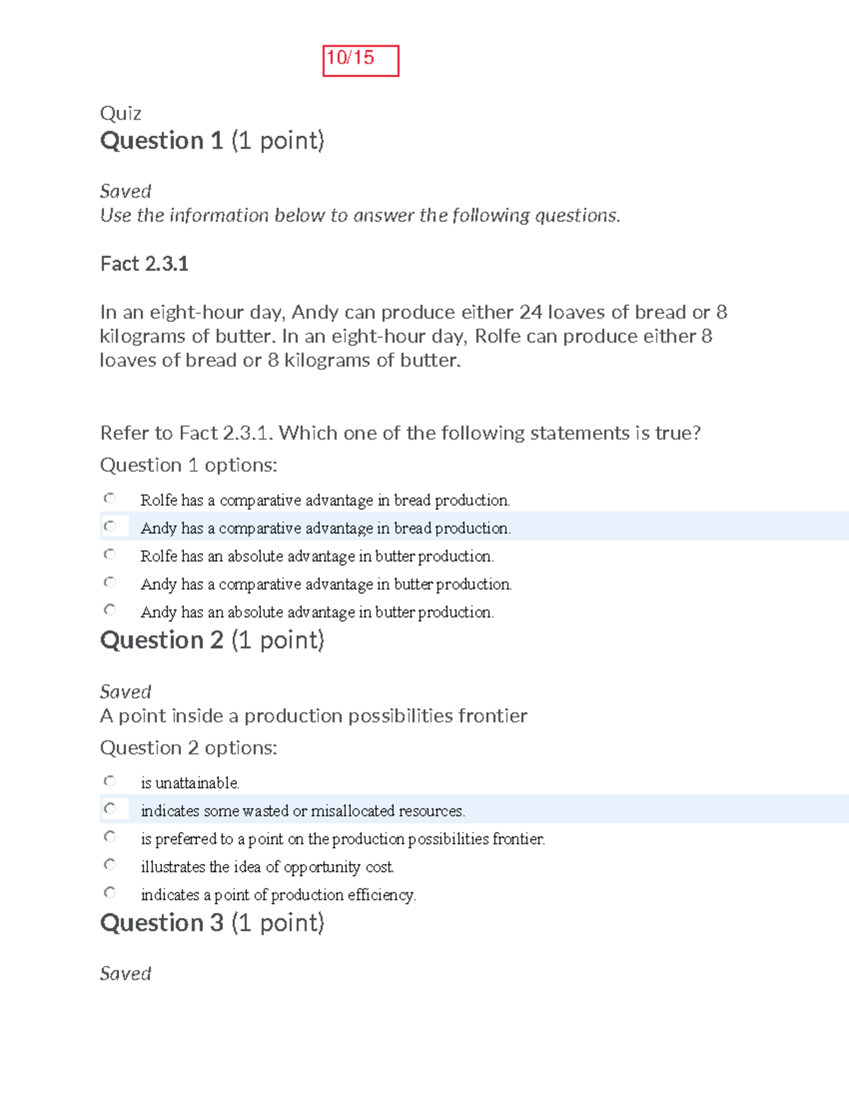Quiz 2 - Principles of Macroeconomics Quiz 2: 10/15 - Quiz Question 1 ...