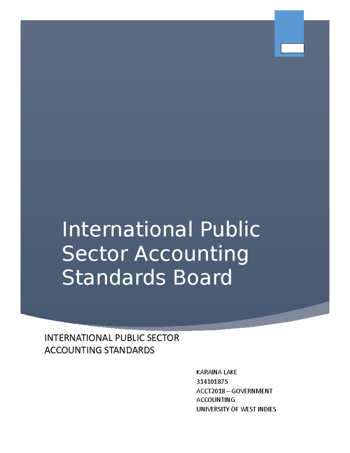 Assignment 2 Notes International Public Sector Accounting