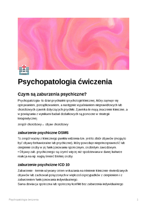 Psychopatologia Notatki Literatura - ZABURZENIA NASTROJU Zaburzenia ...