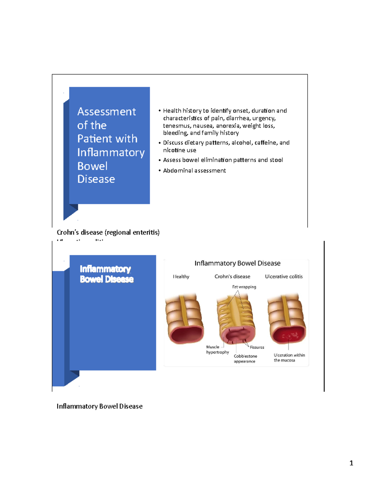 Lower GI Notes Crohn’s disease (regional enteritis) Ulcerative