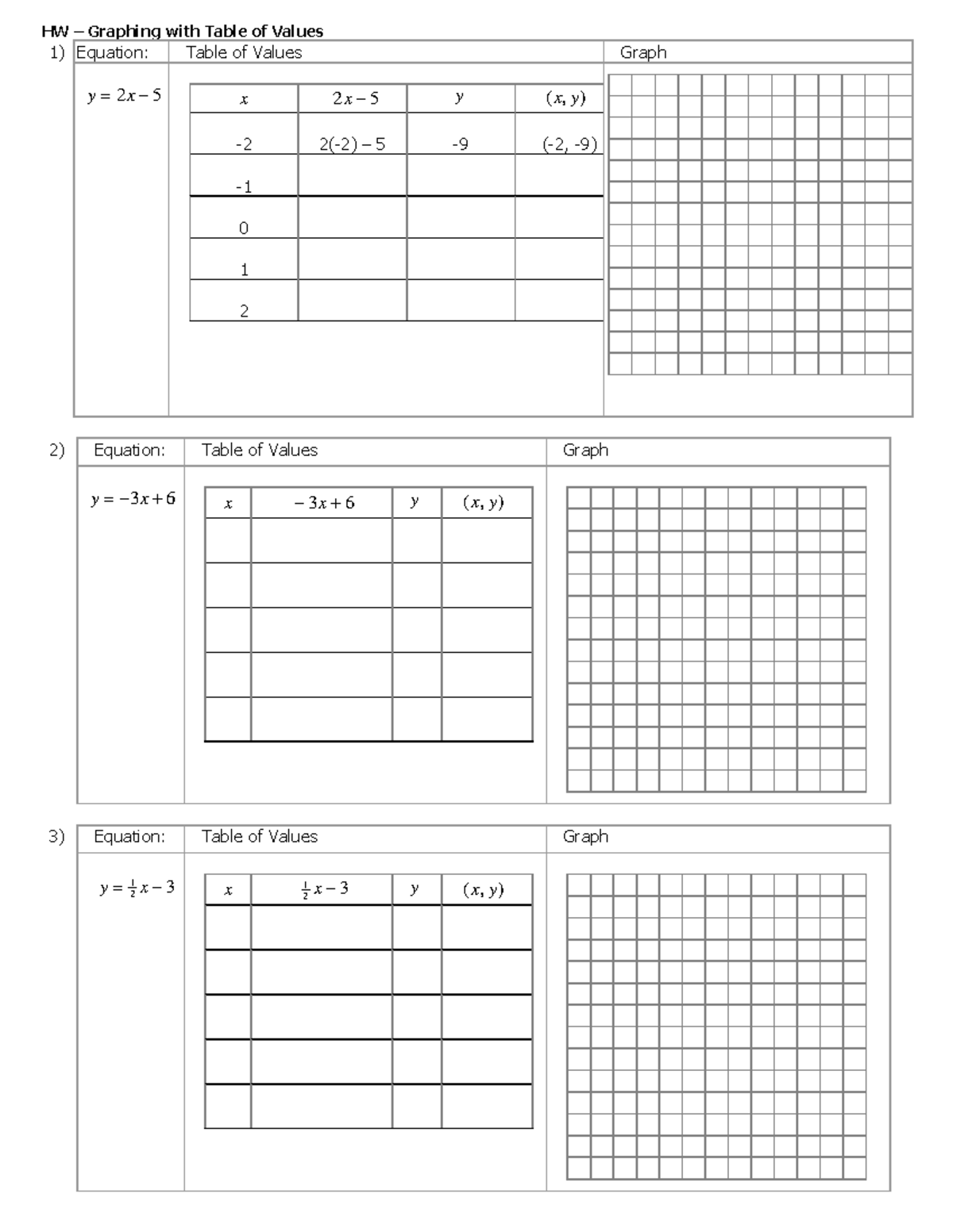 desmos table of values activity