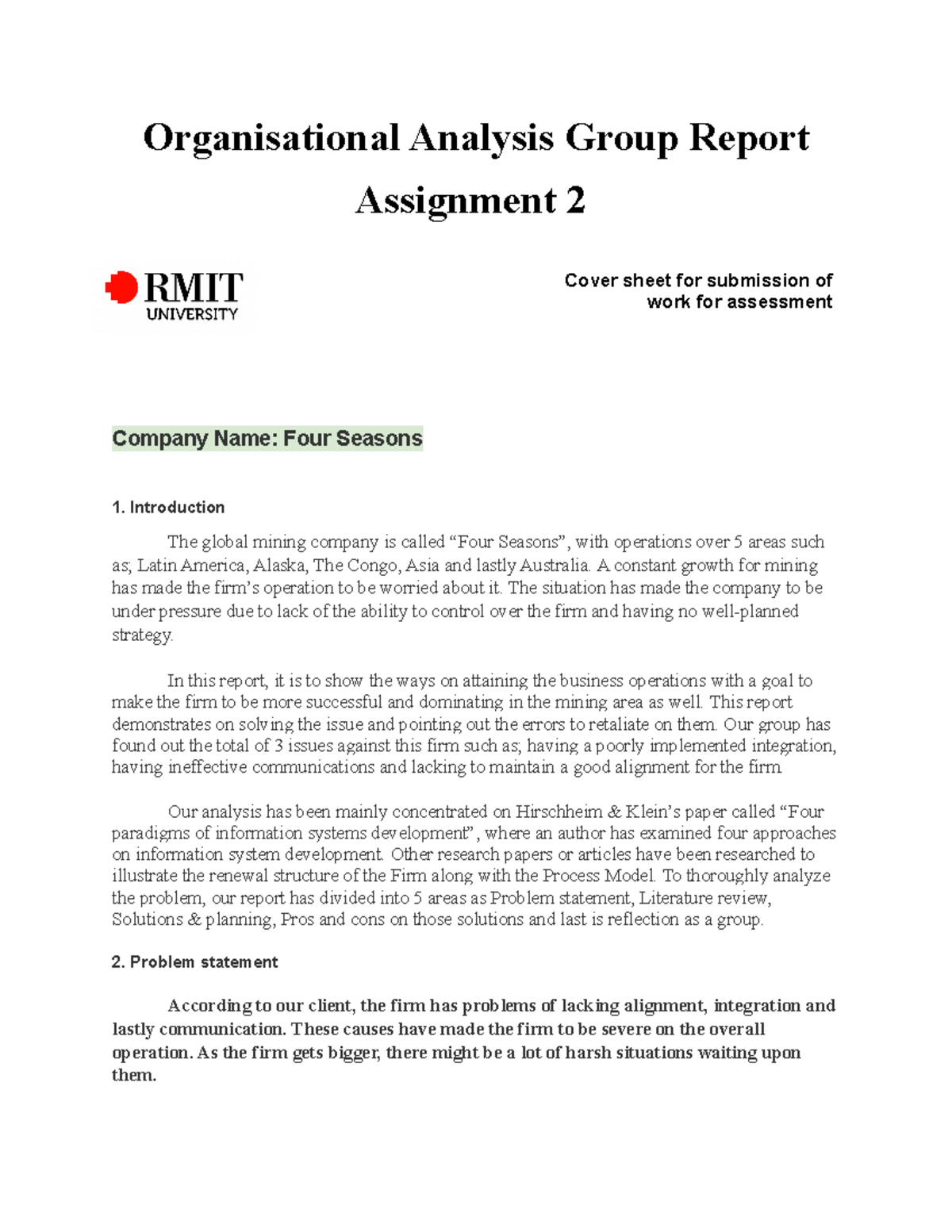 OA group project (2021) - Organisational Analysis Group Report ...