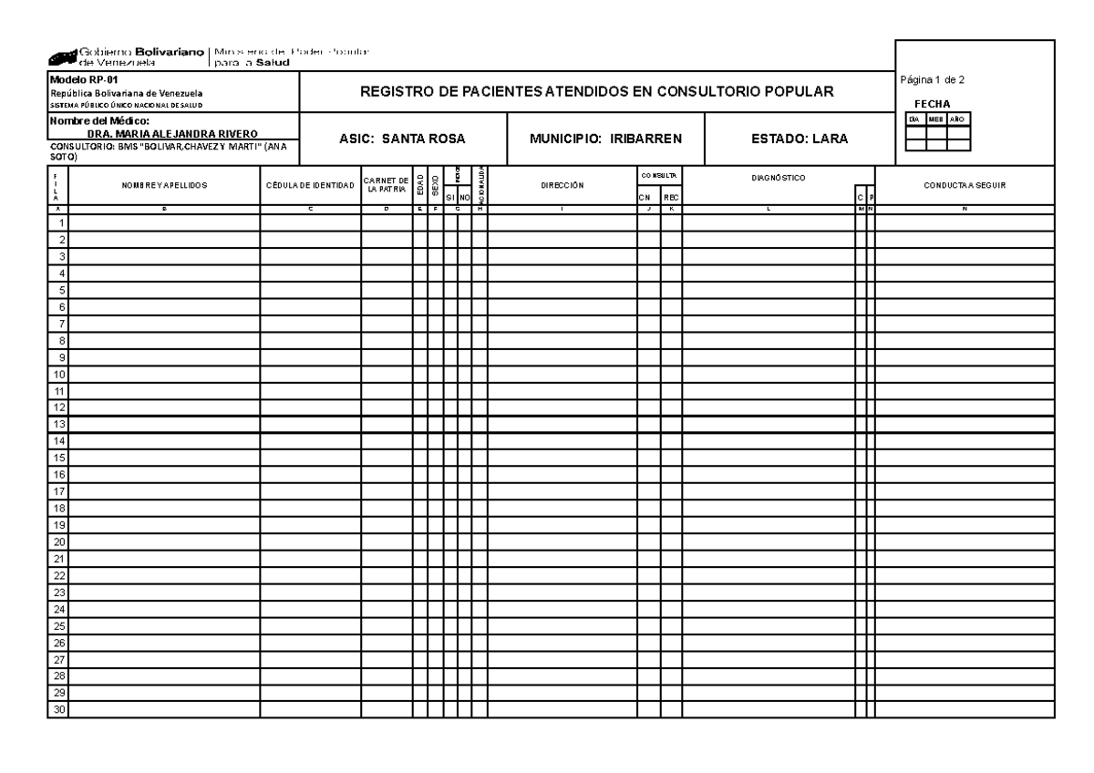 411115614 Formato DE Registro - Modelo RP-01 Página 1 de 2 República ...