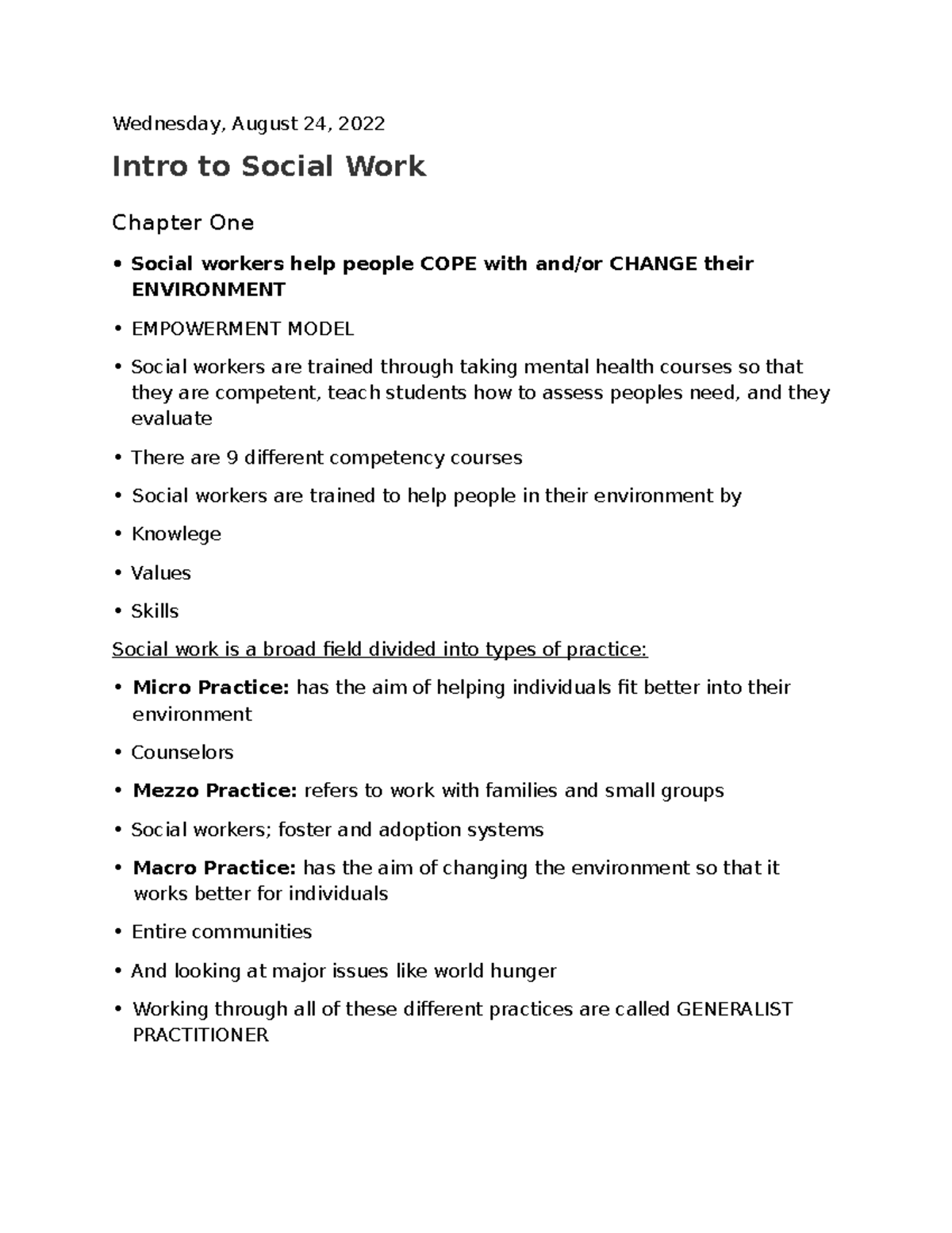 social-work-notes-wednesday-august-24-2022-intro-to-social-work