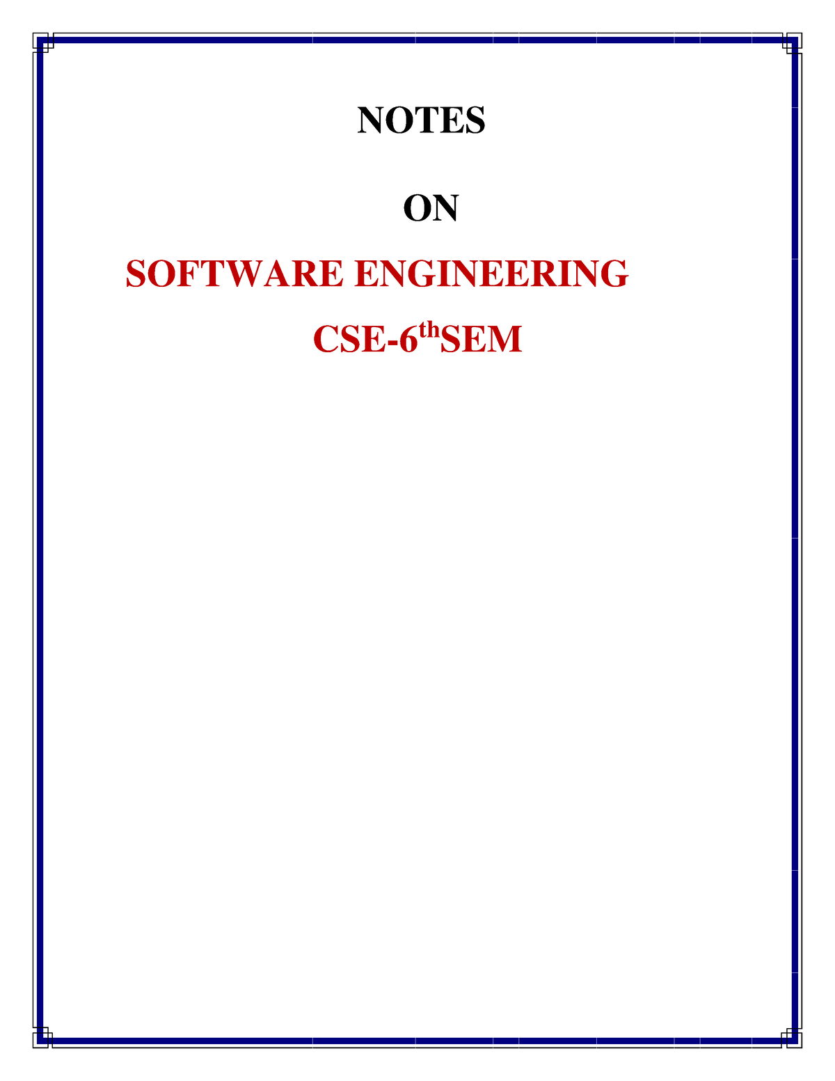 Cse Th Sem Se Notes For Software Engineering Notes On Software