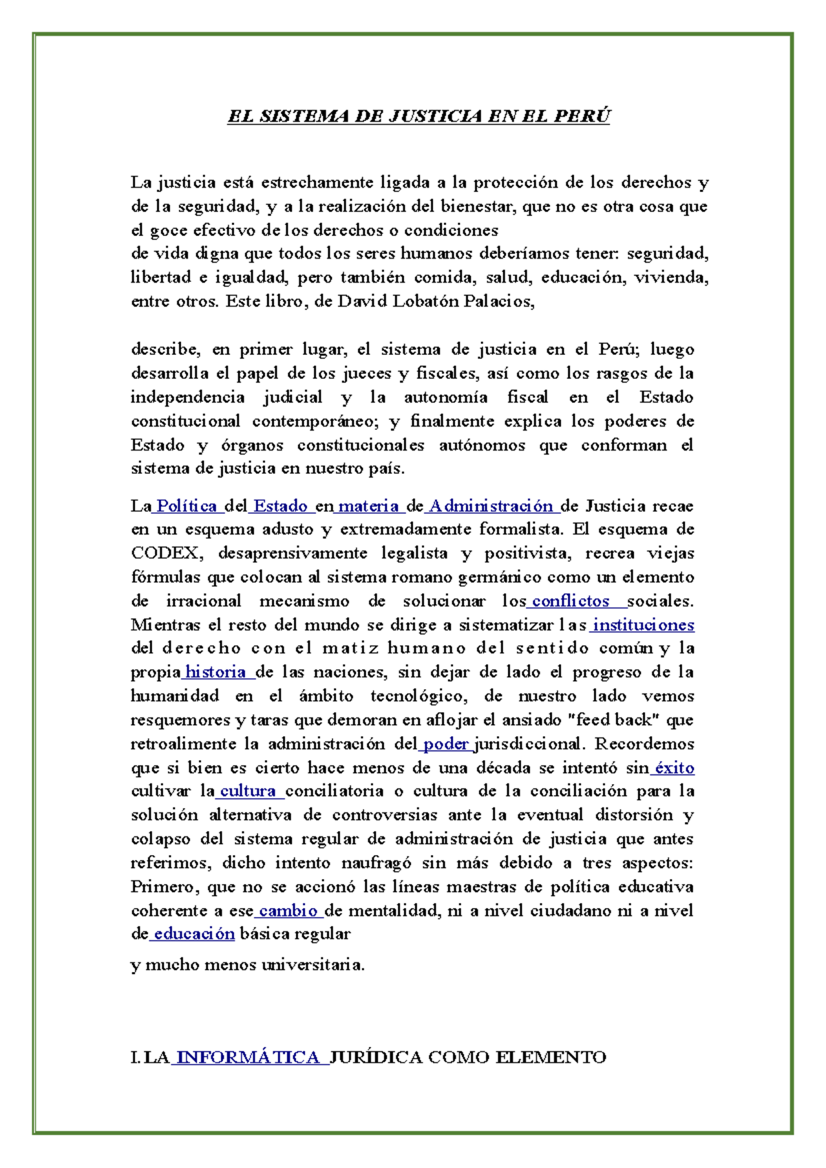EL Sistema DE Justicia EN EL PERÚ - EL SISTEMA DE JUSTICIA EN EL PERÚ ...