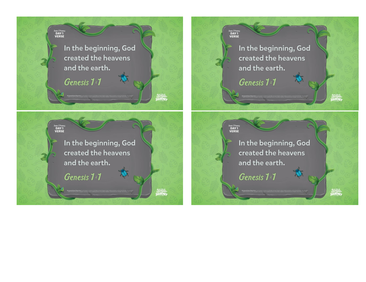 Verse 1 - Junior Primary Junior Primary DAY 1 DAY 1 VERSE VERSE In the ...