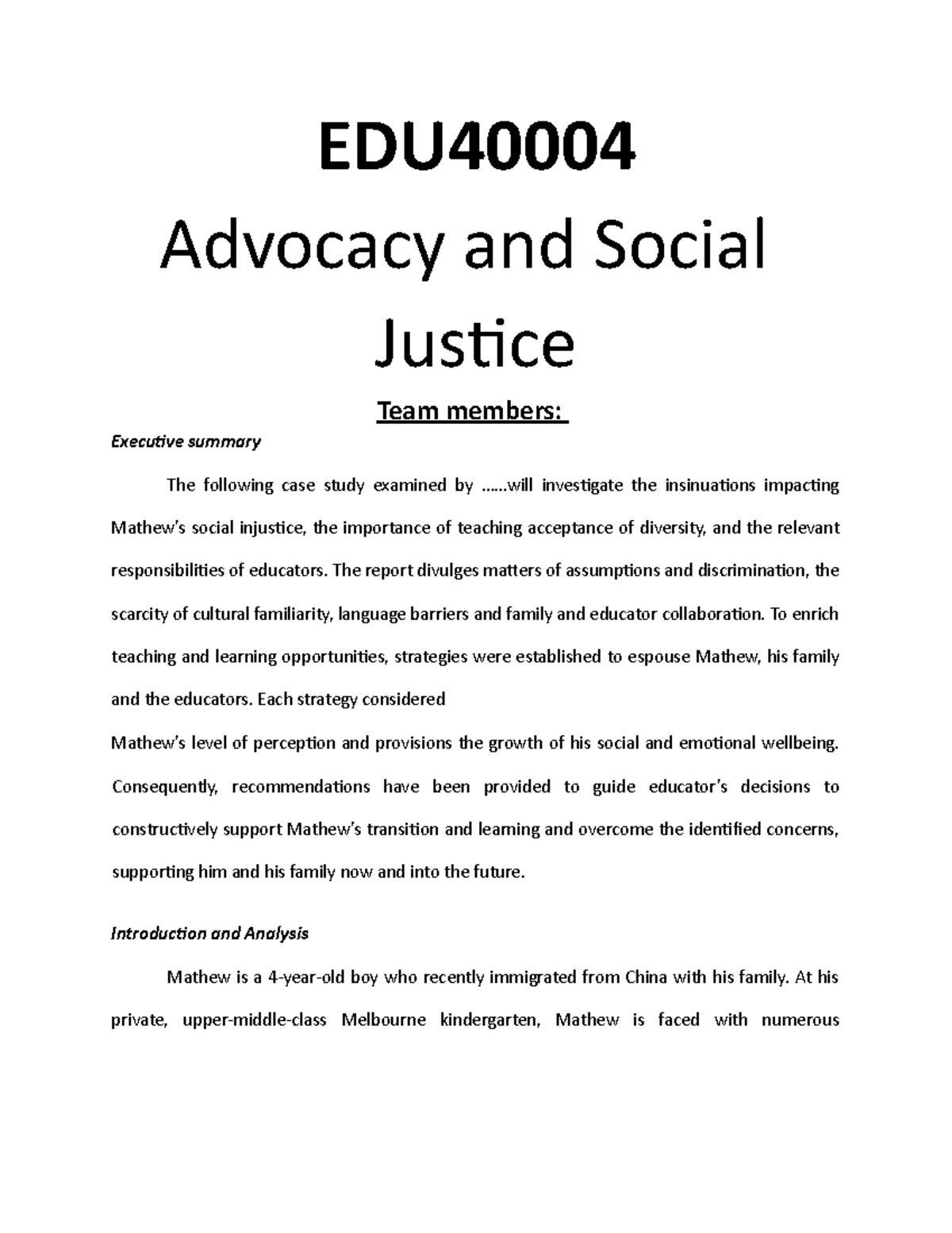 edu40004 advocacy and social justice assignment 1 essay