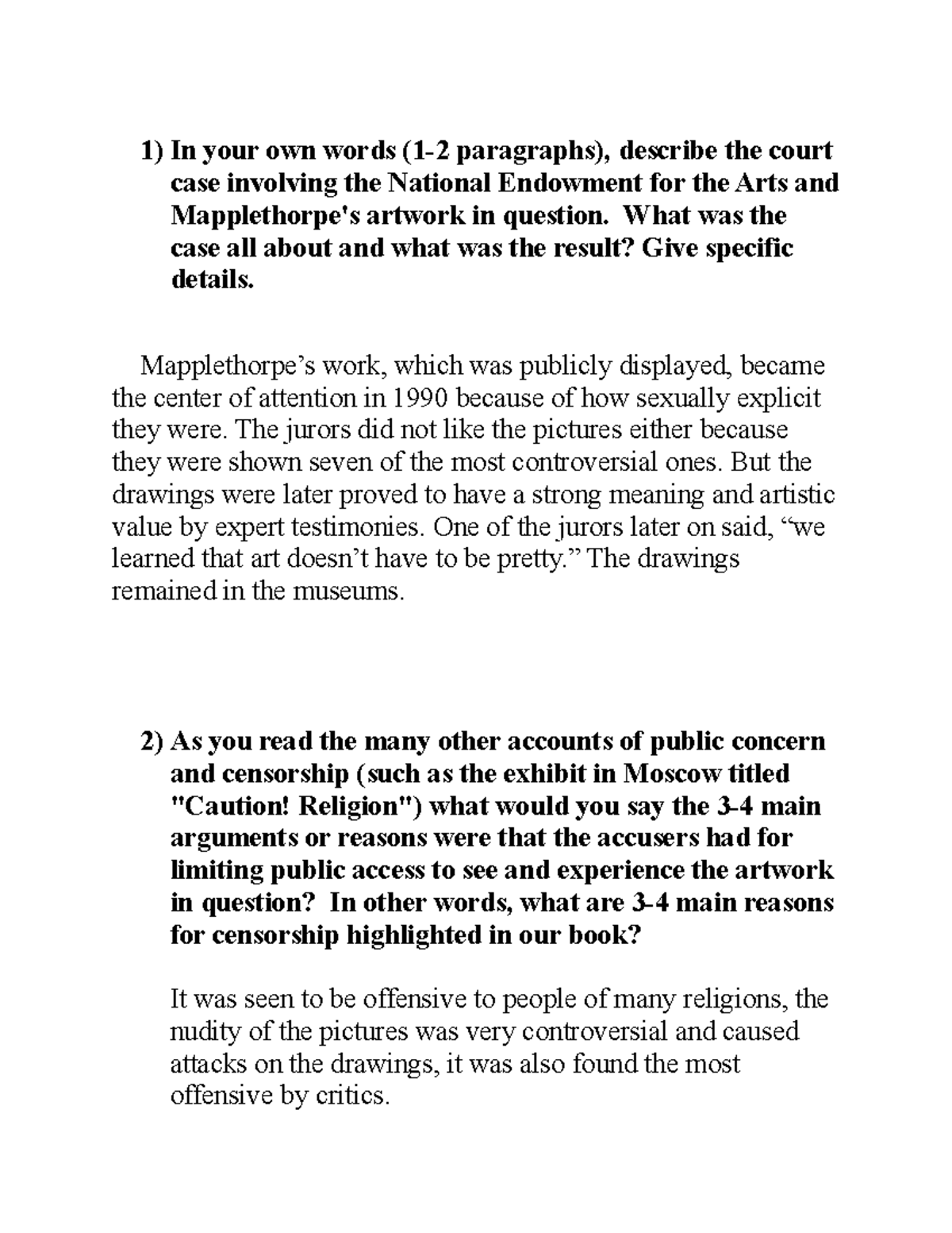 Censorship assignment 1) In your own words (12 paragraphs), describe