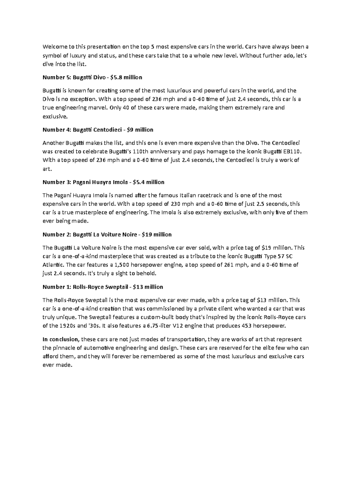 My script - English - Welcome to this presentation on the top 5 most ...