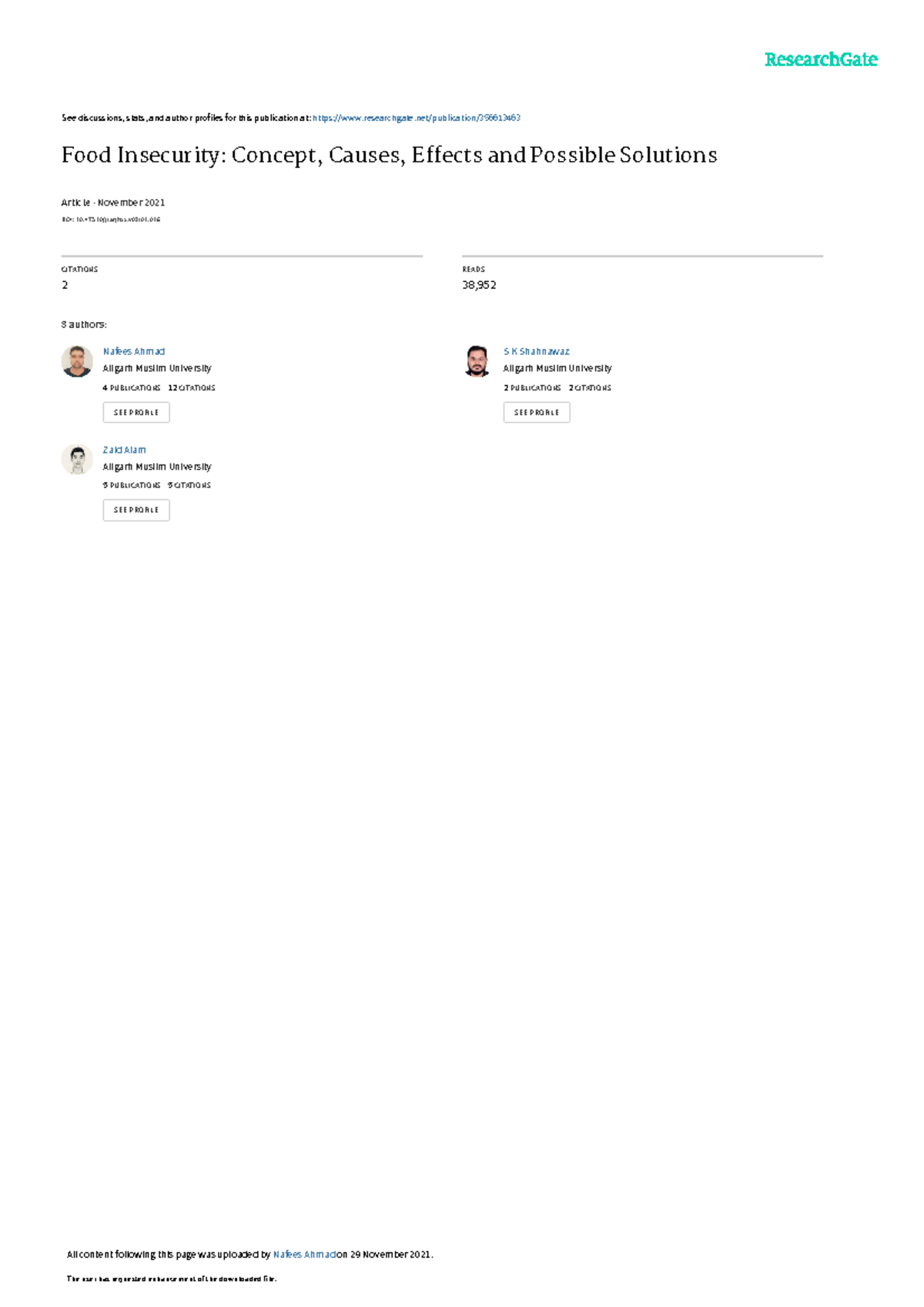 Food Insecurity Concept Causes Effectsand Possible Solutions See