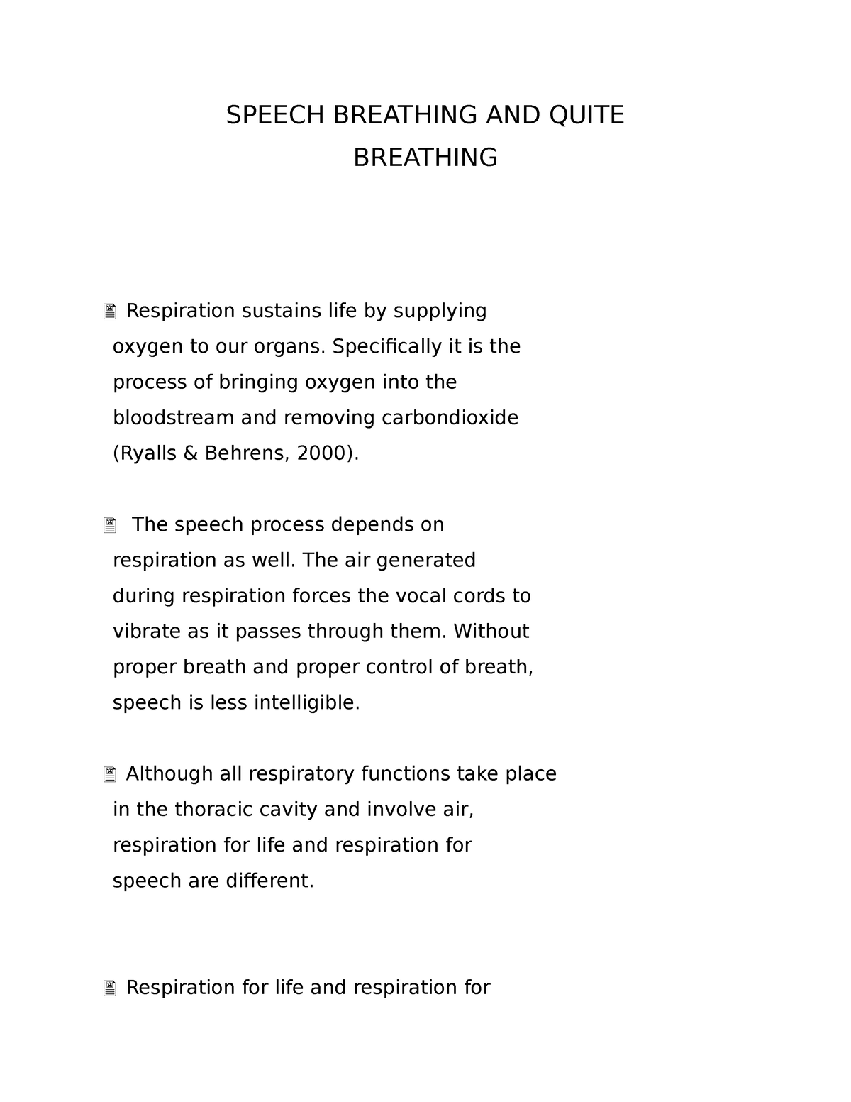 speech on the topic respiration