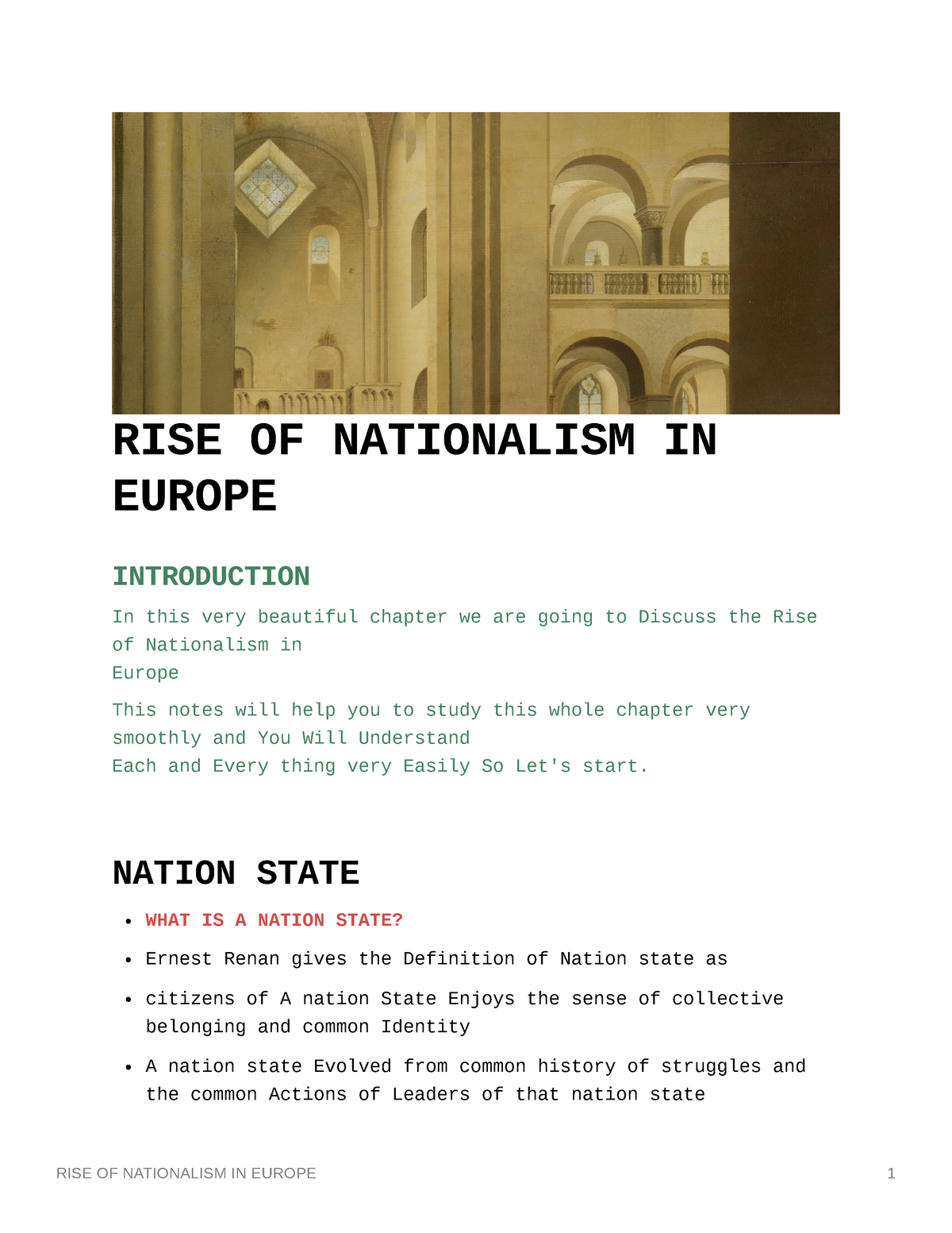 Rise of Nationalism in Europe worksheet