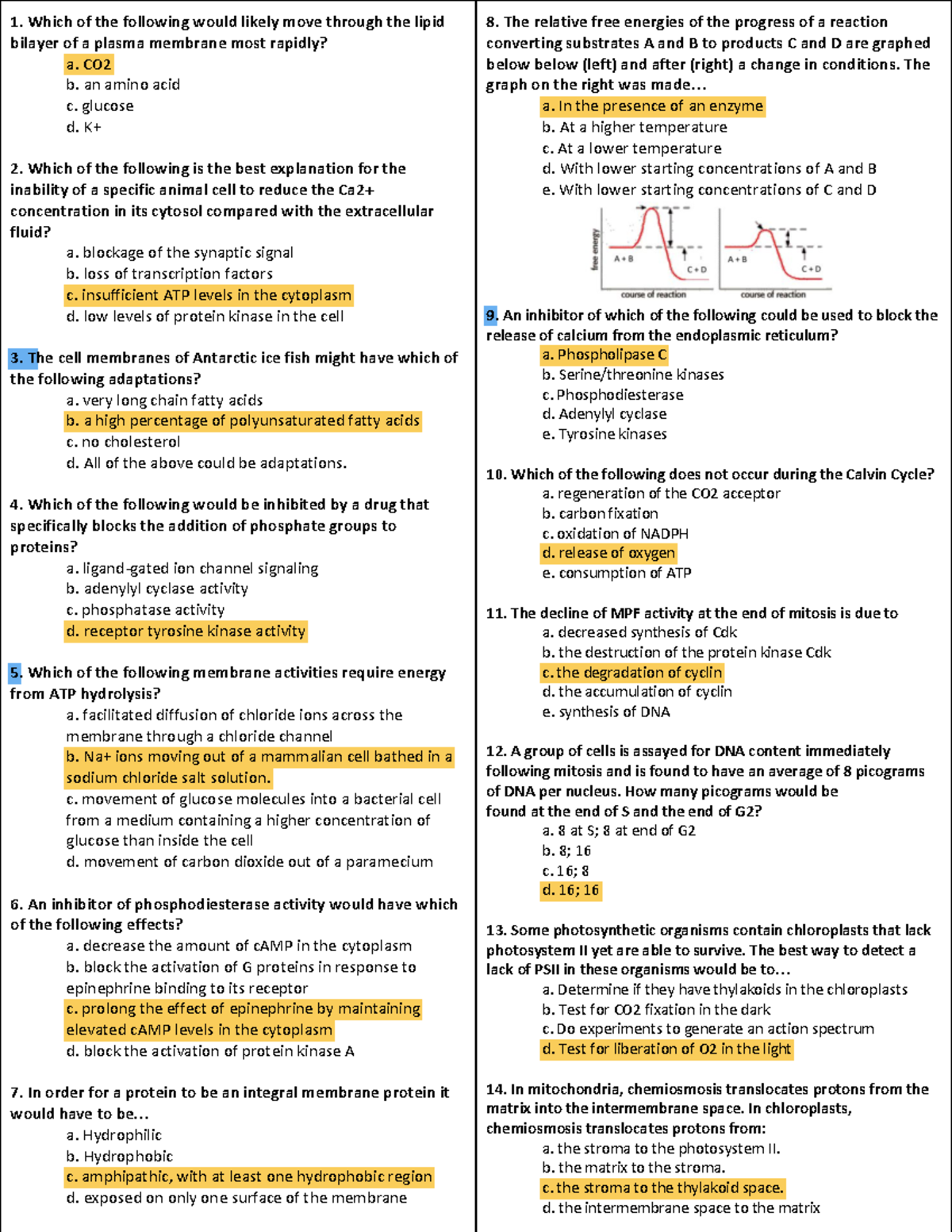 BISC 220 Exam 2 Practice Questions - 1. Which Of The Following Would ...