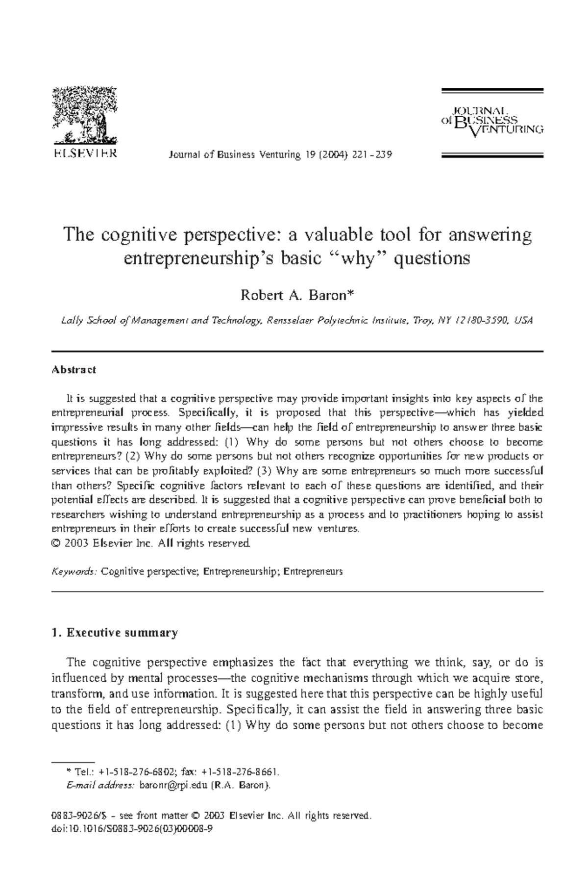 the-cognitive-perspective-baron-2004-journal-of-business