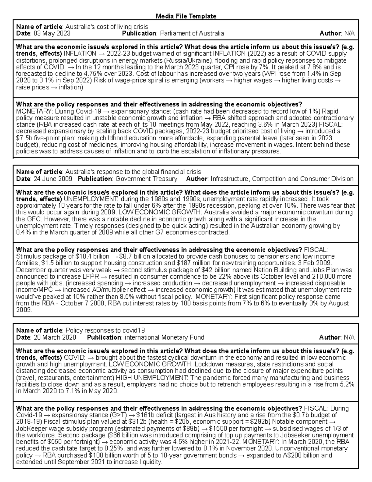 Economic template - Media File Template Name of article: Australia's ...