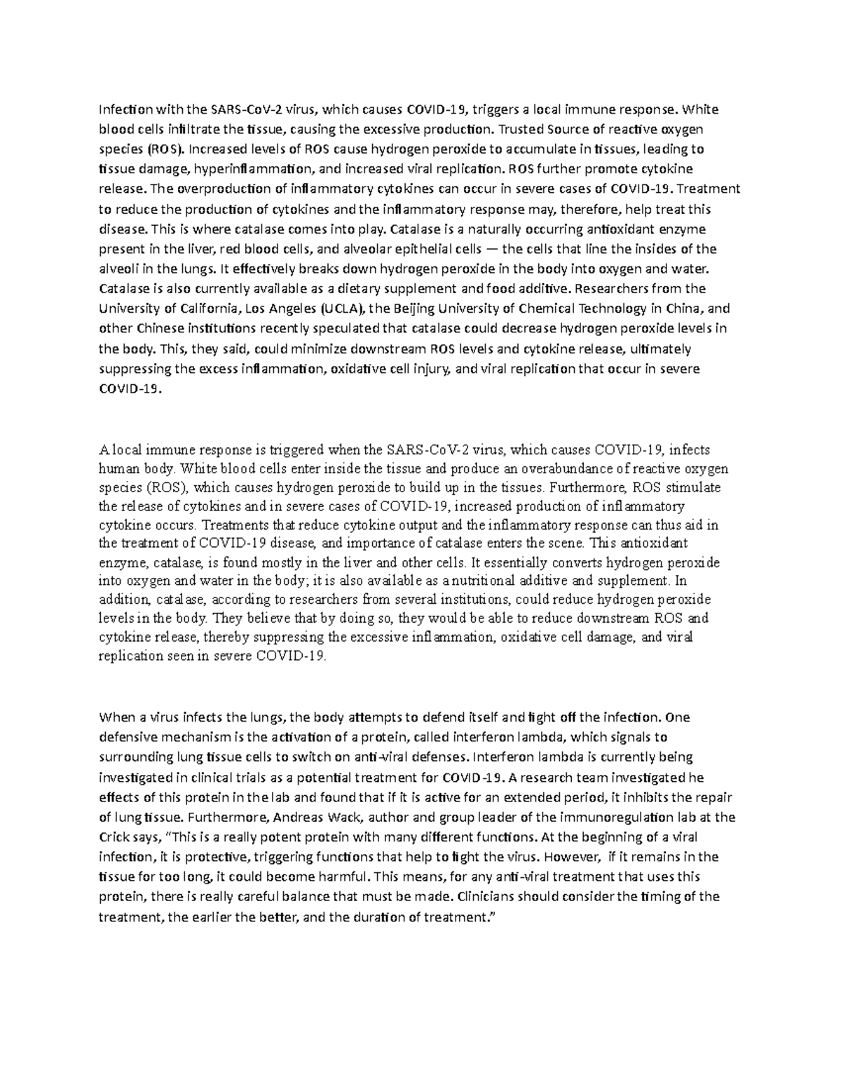 Infection with the SARS - Infection with the SARS-CoV-2 virus, which ...