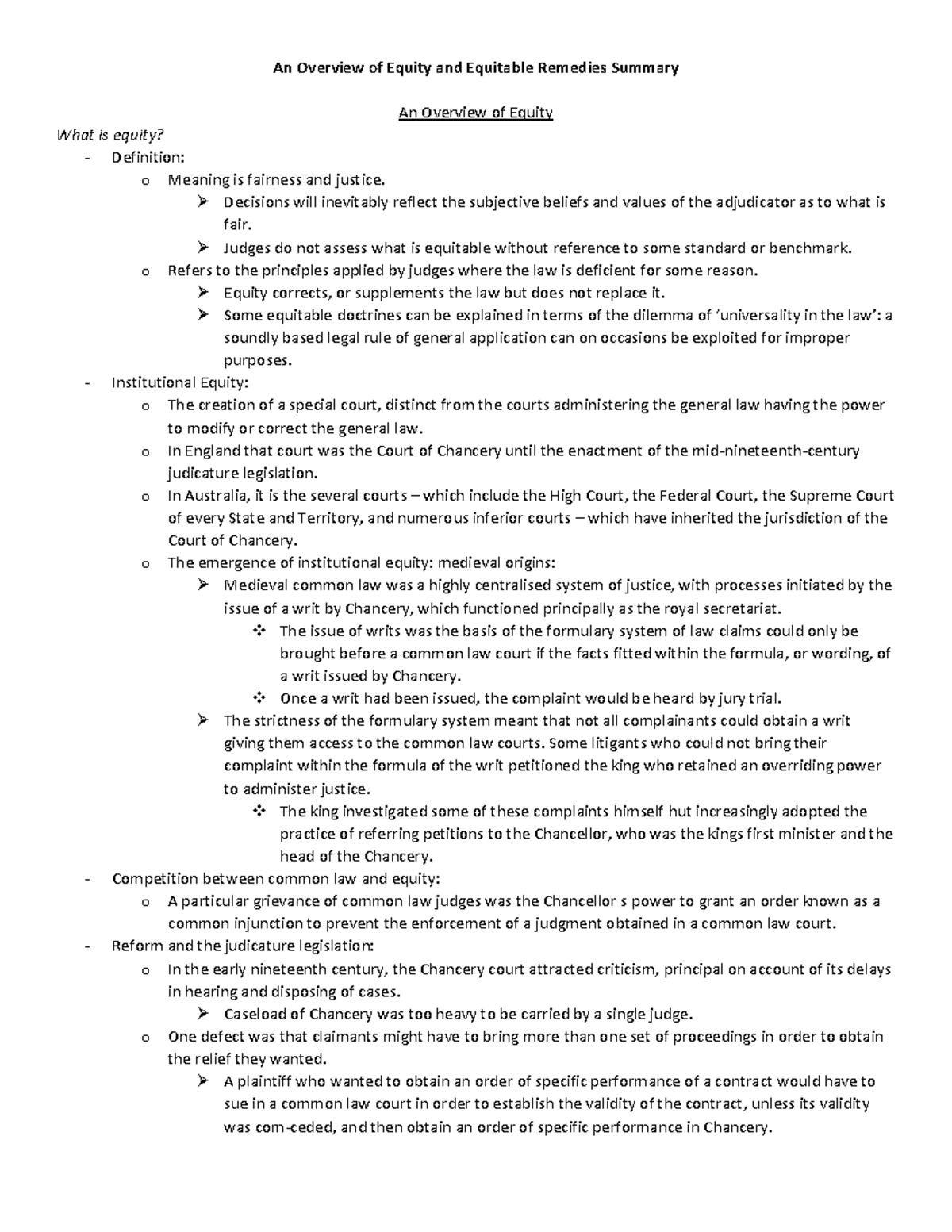 Intro to equity and equitable remedies - An Overview of Equity and ...