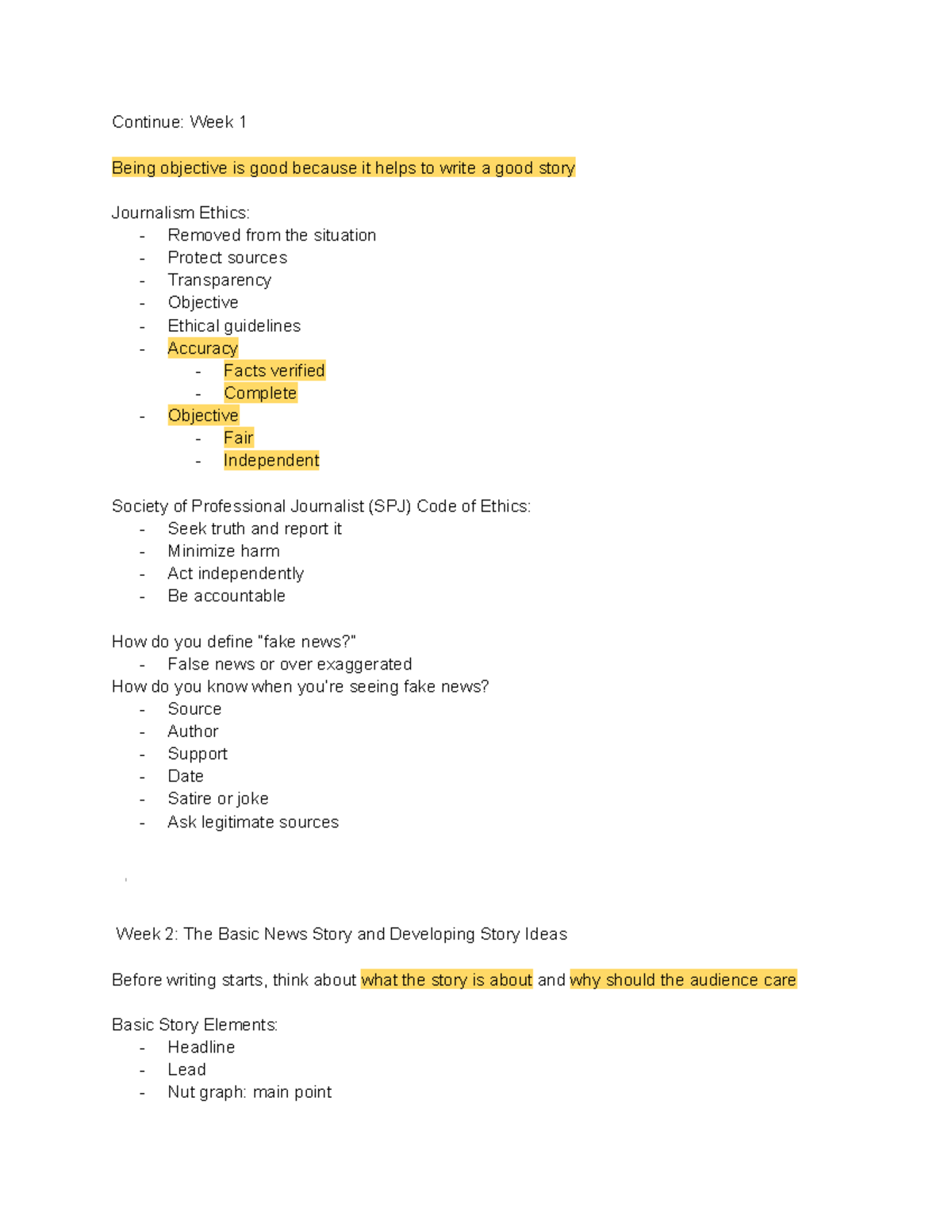 09 04 19 - Professor Korte Journalism class, all the notes that will ...
