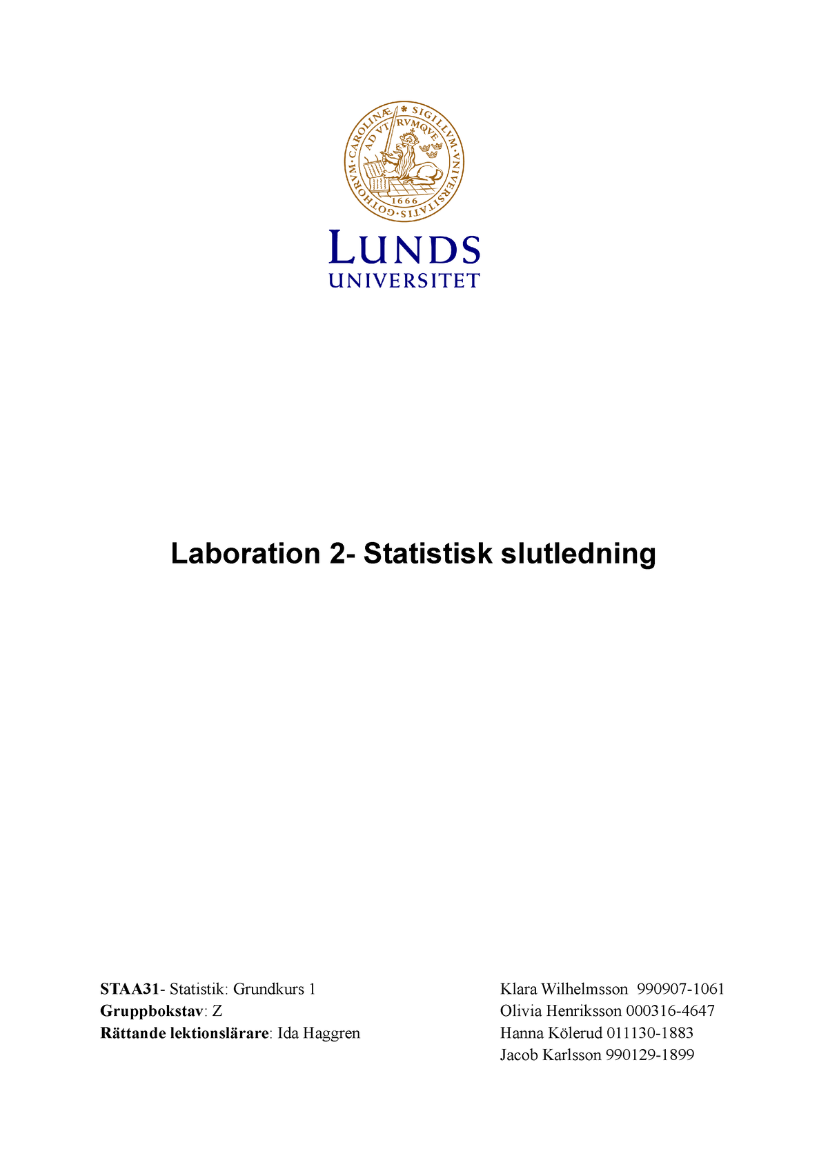 SPSS Laboration 2 Lunds Universitet - Laboration 2- Statistisk ...