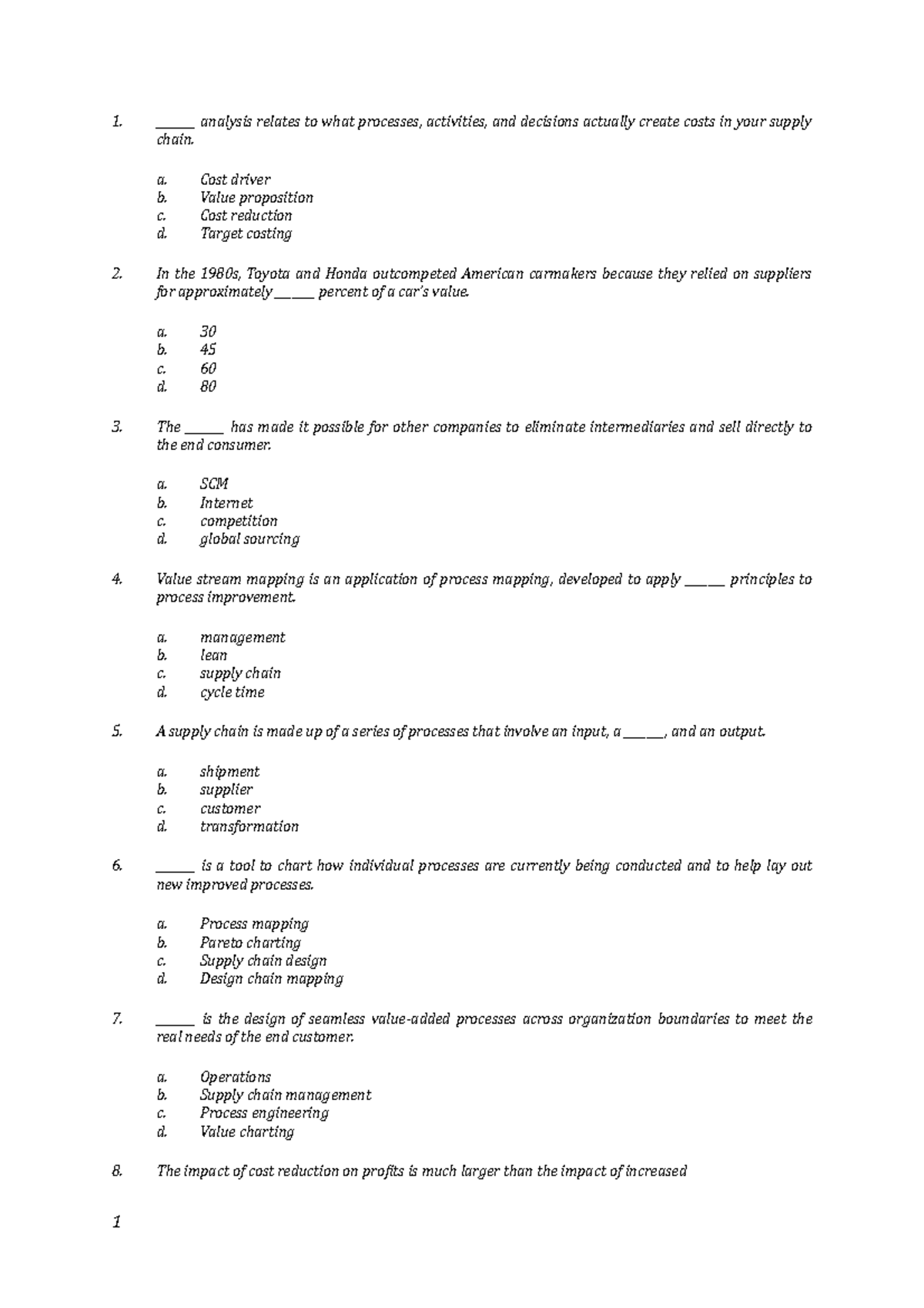 Fobi - SC Modeling Mid Sem - _______ analysis relates to what processes ...