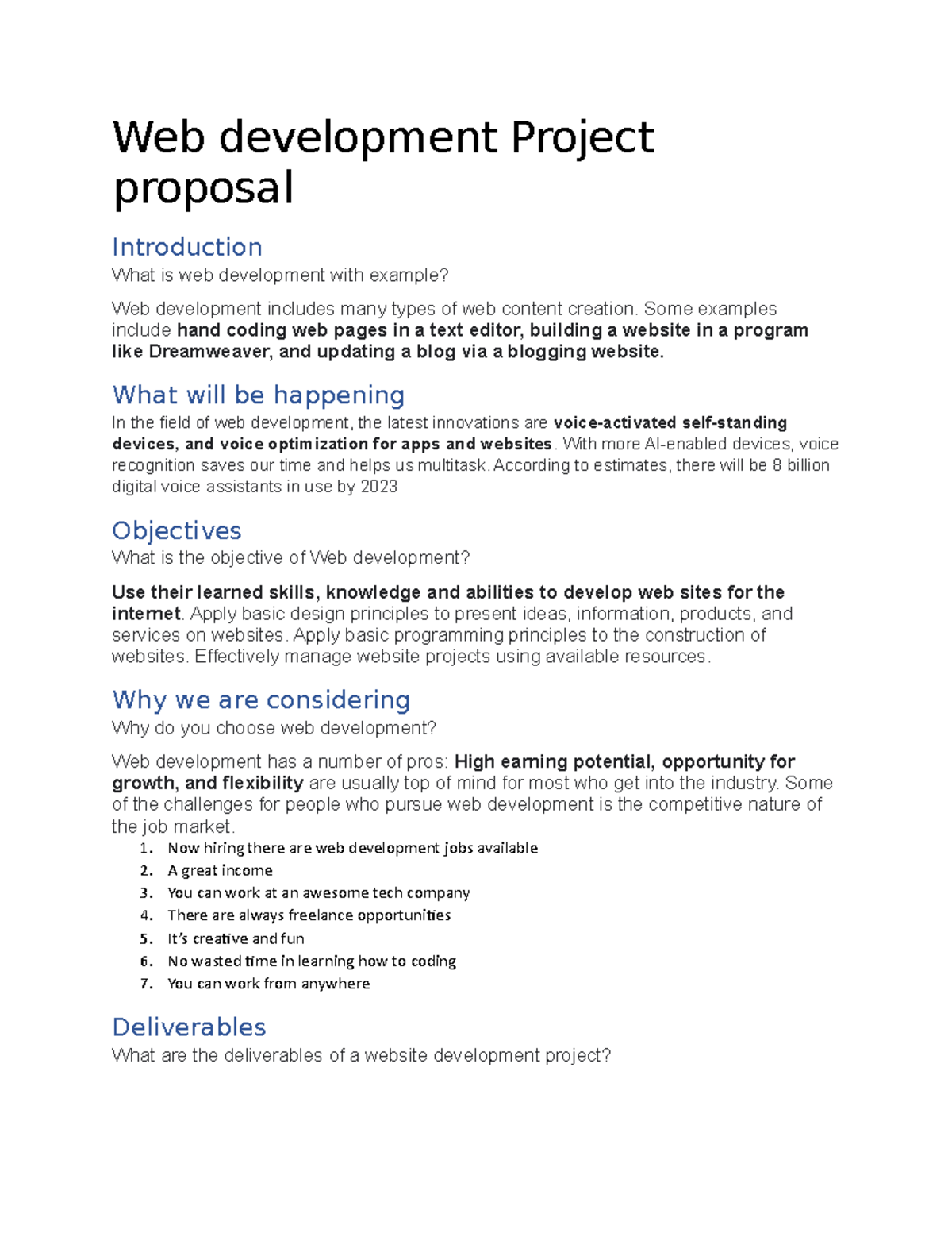 Web development Project proposal - Web development Project proposal ...
