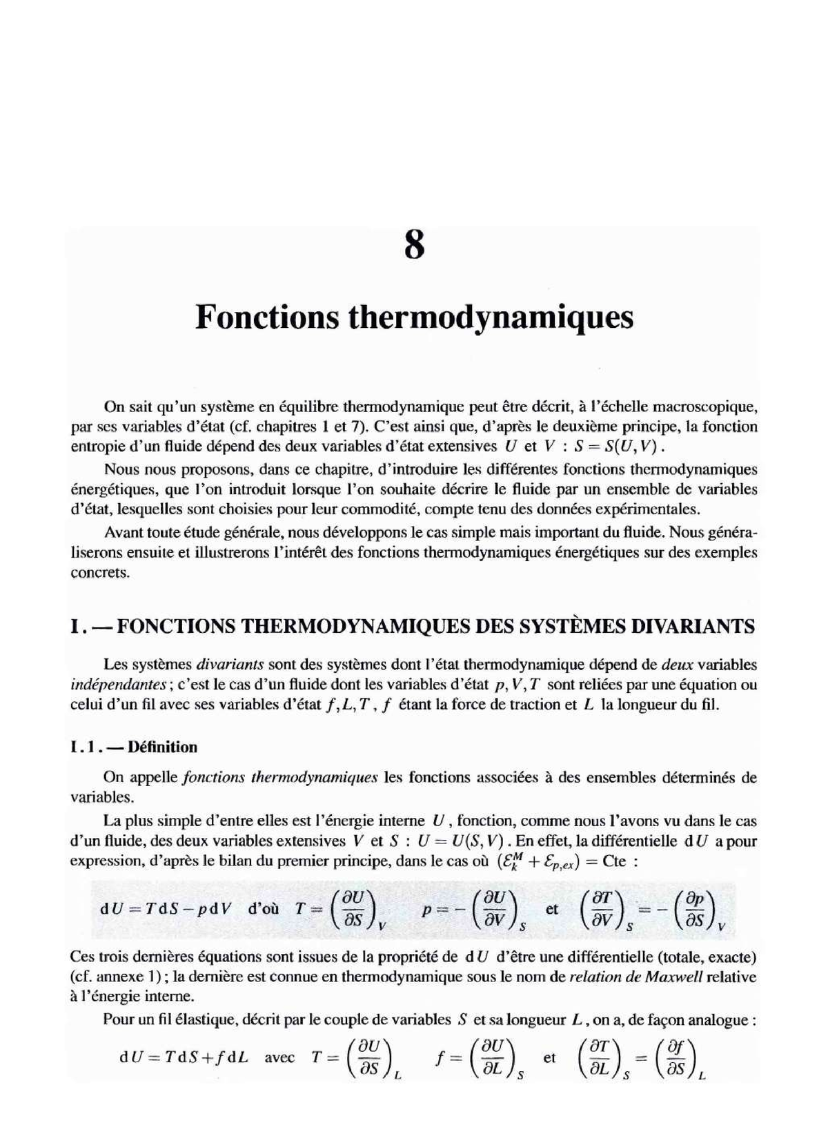 Ch8 Fonctions Thermodynamique - Studocu